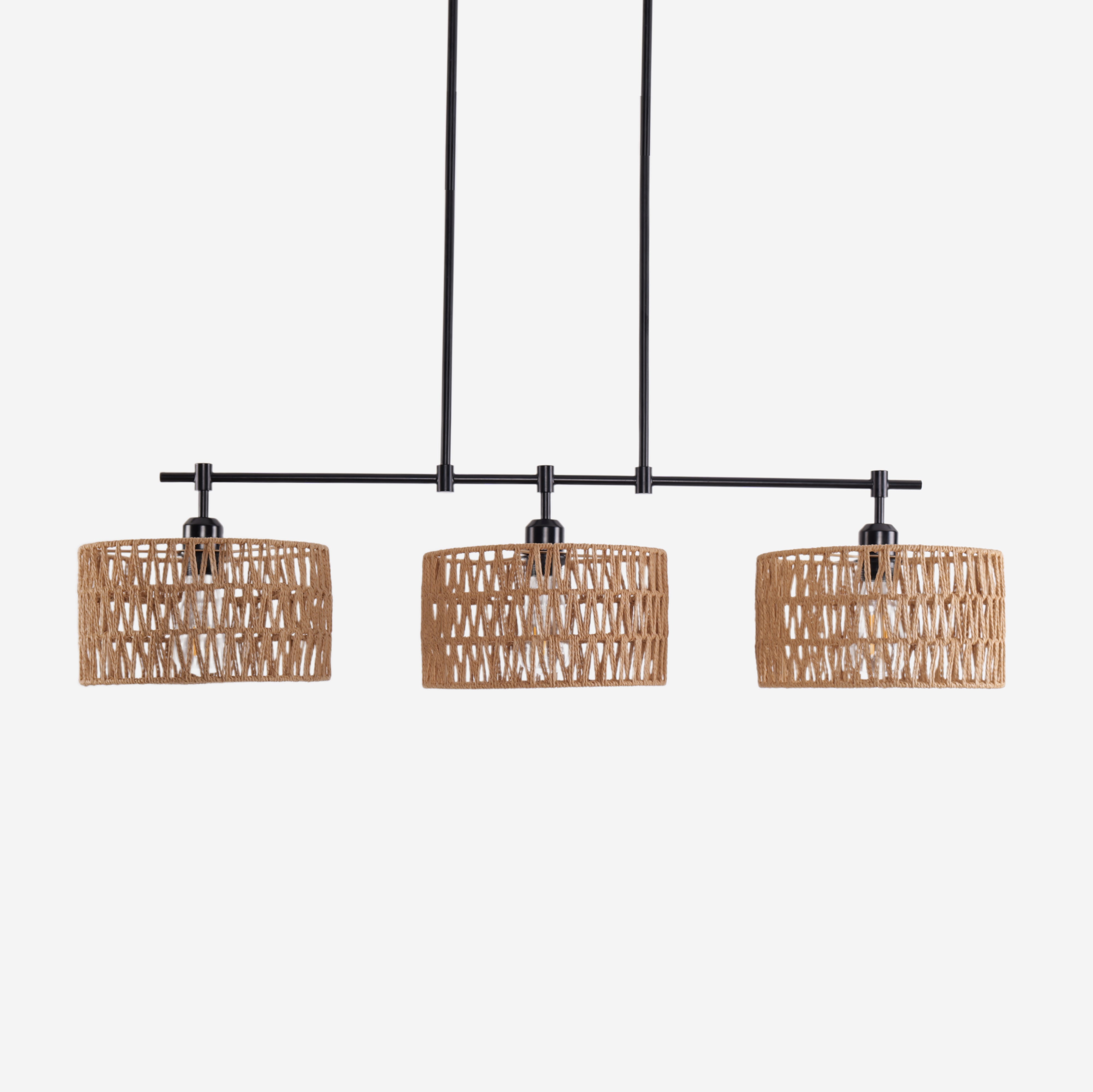 Handcrafted Rustic Paper Rope Pendant Light for Kitchen Island