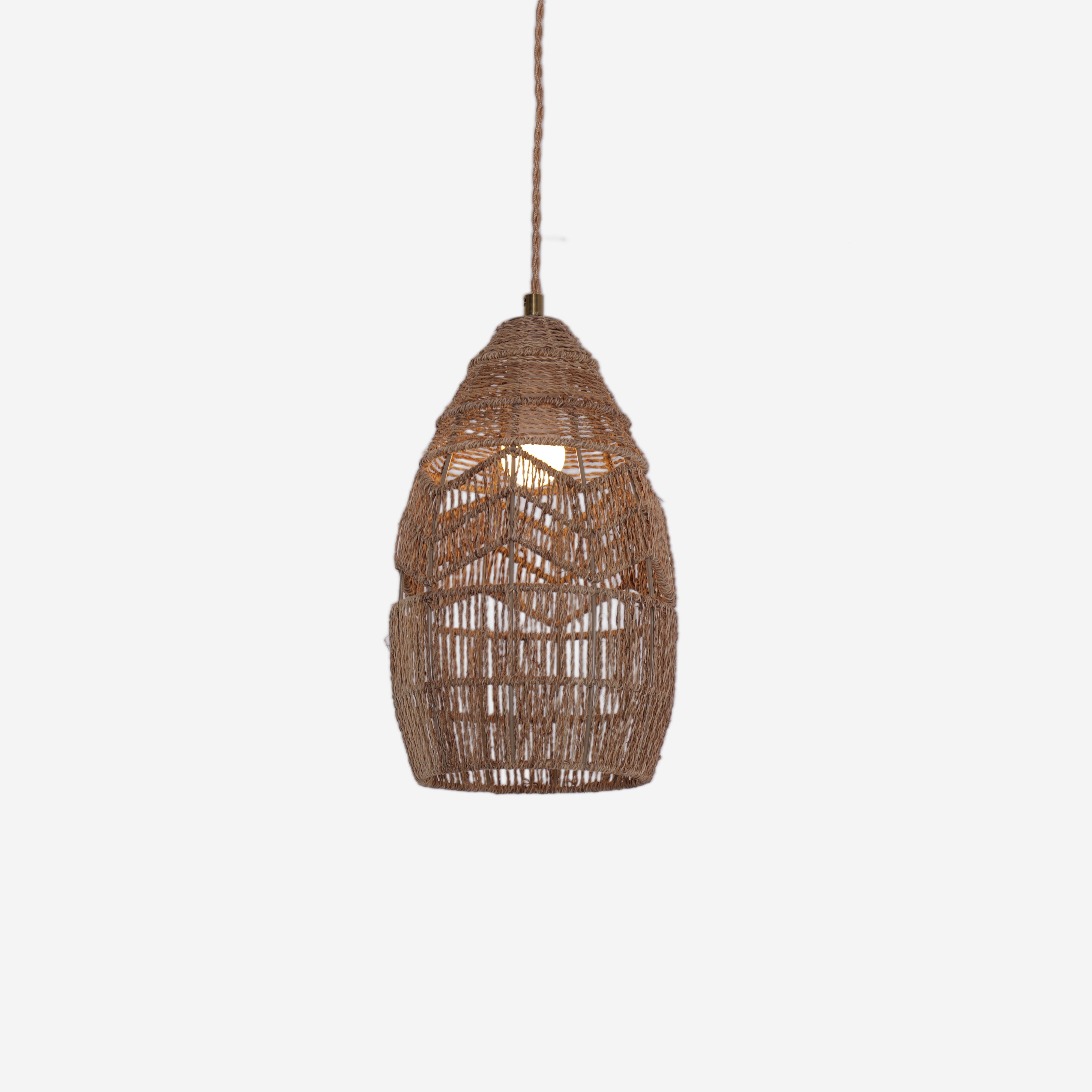 Handwoven Rattan Bell Pendant Light for Dining Room Decor