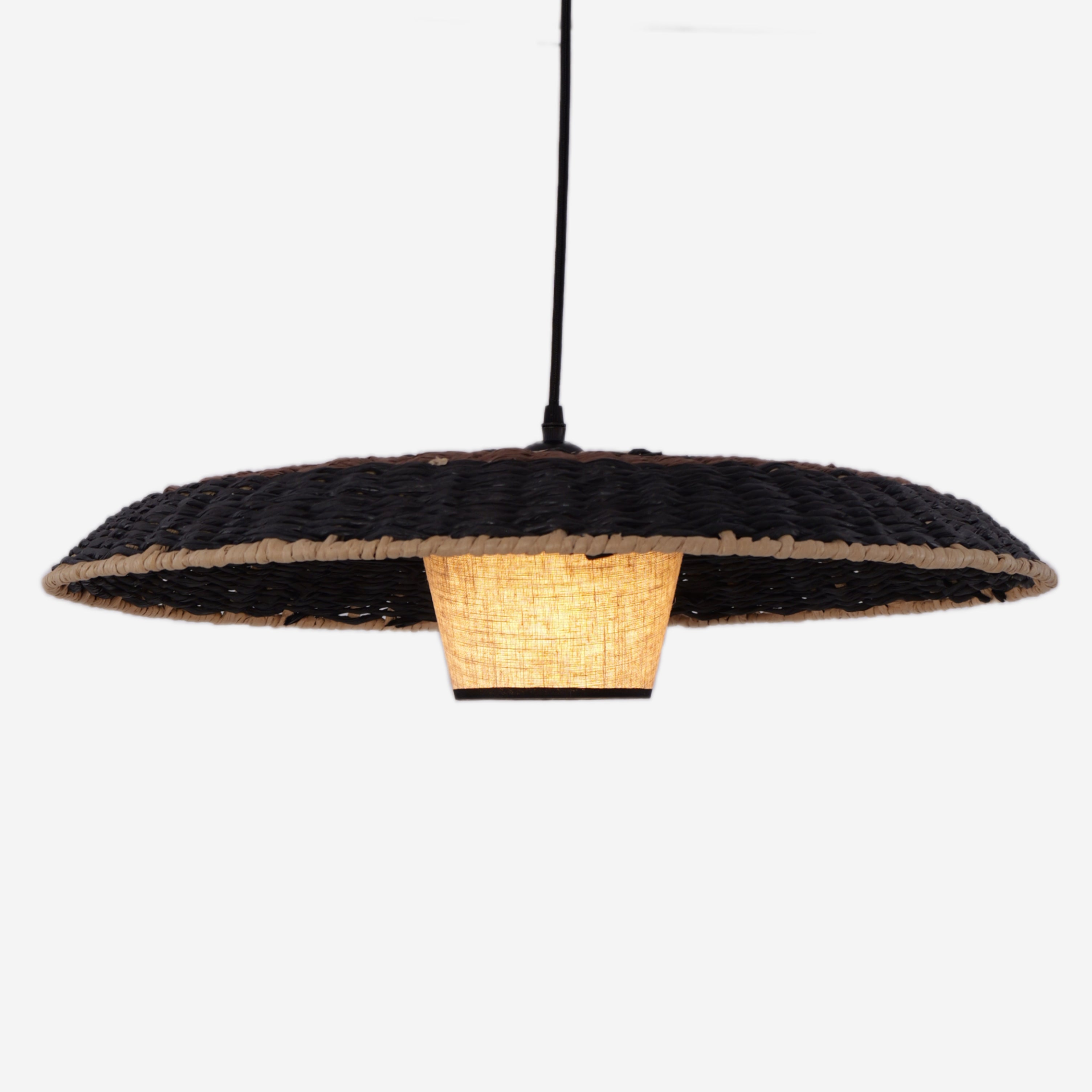 Stylish Two-Tone Handwoven Pendant Light Fixture