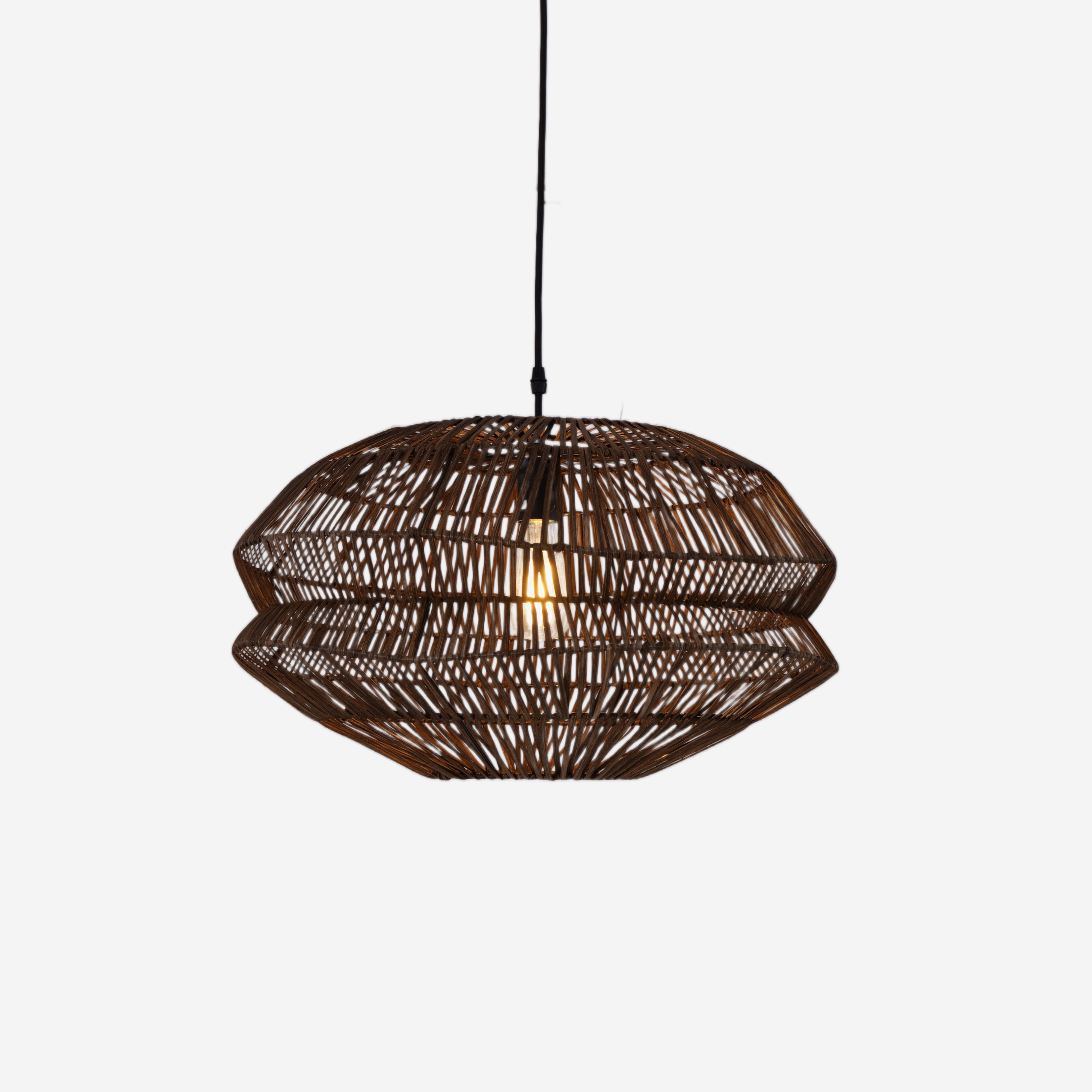 Eco-Friendly Handwoven Rustic Farmhouse Rattan Pendant Light