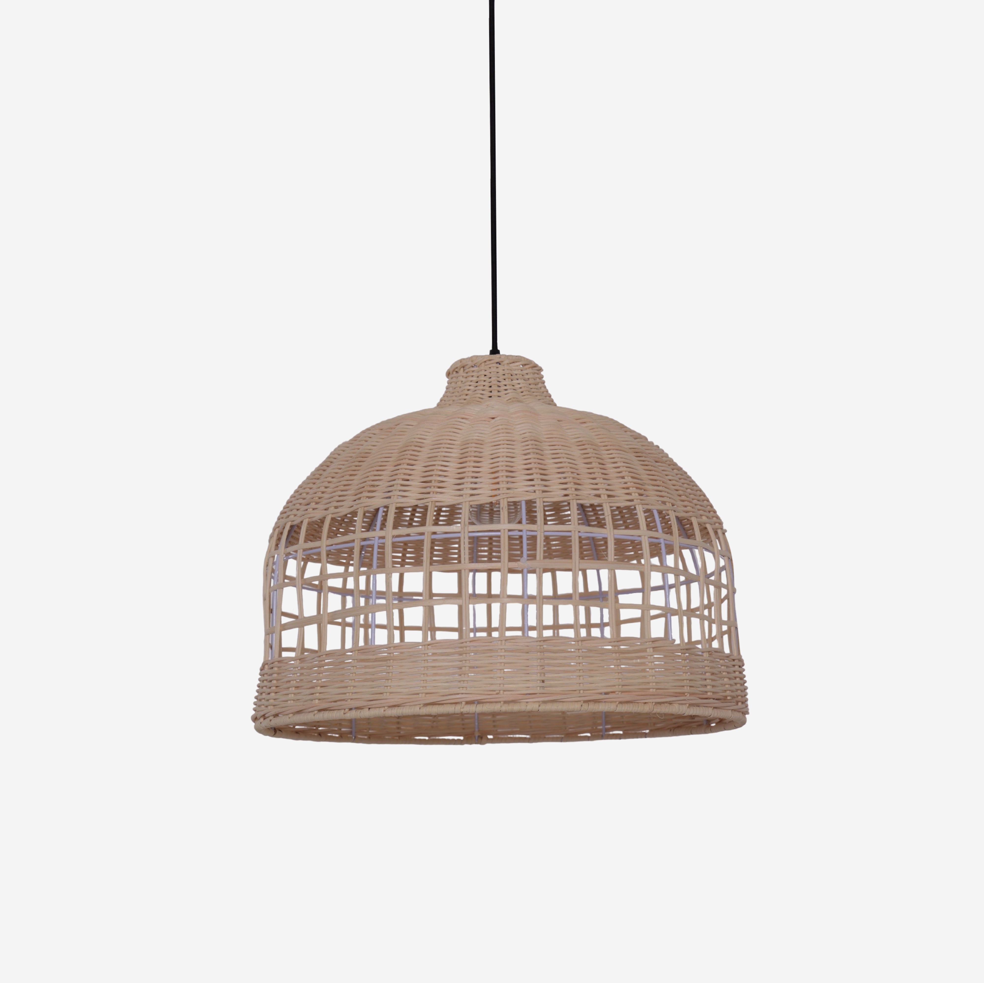 Elegant Openwork Rattan Pendant Light with Lattice-Cut Design