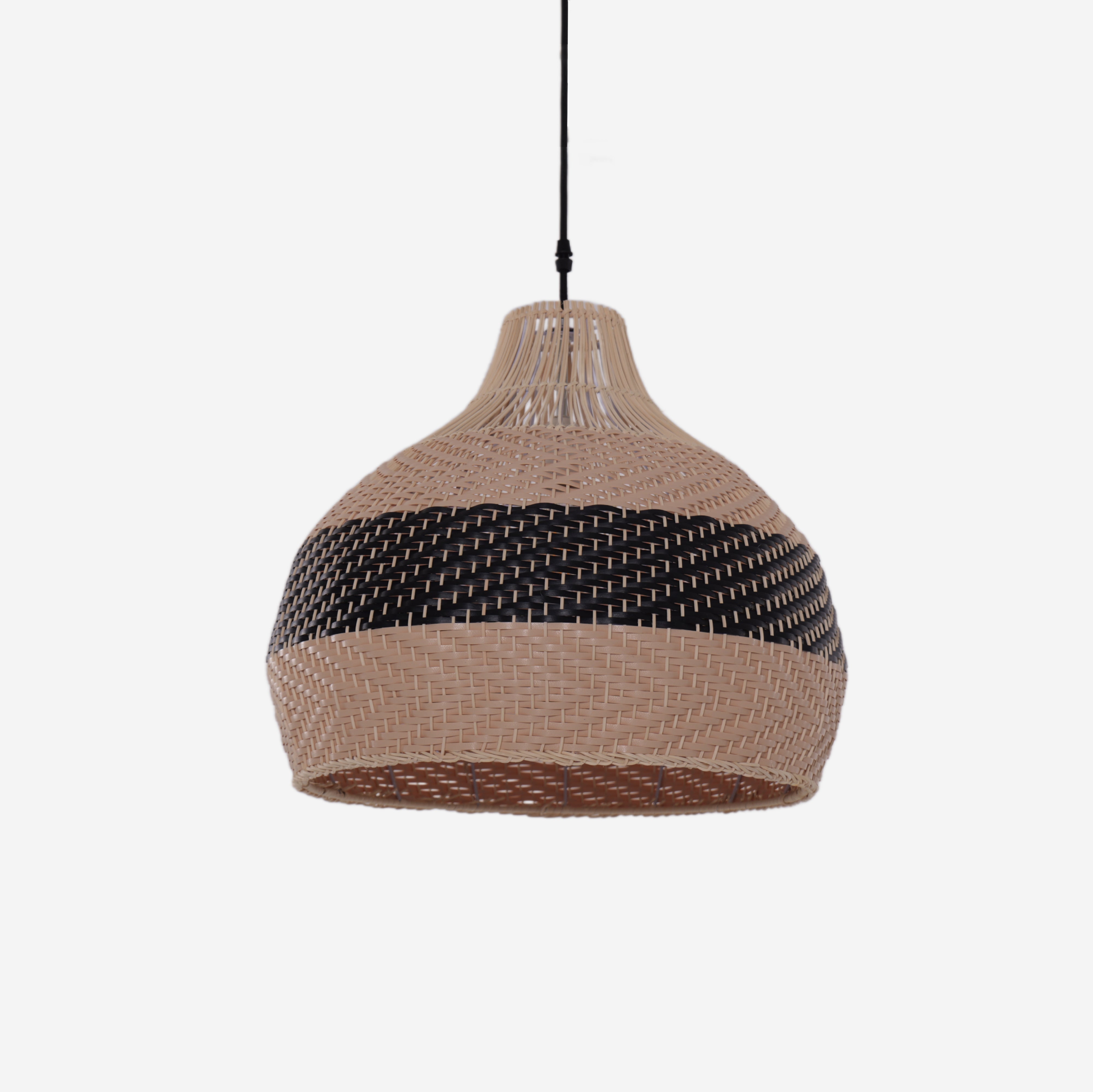 Elegant Dual-Tone Handwoven Natural Rattan Pendant Light