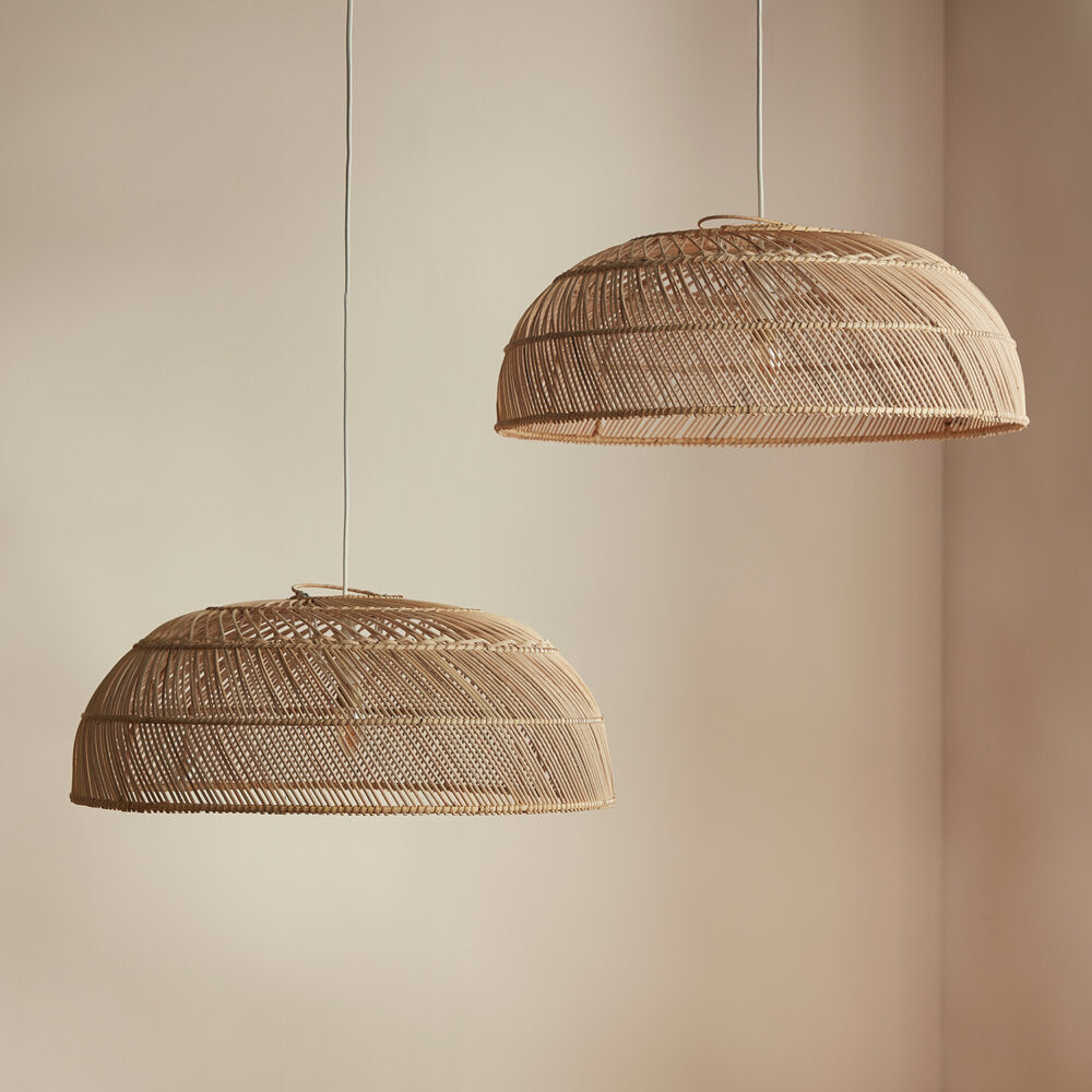 Handcrafted Rattan LED Lid-Shaped Pendant Light