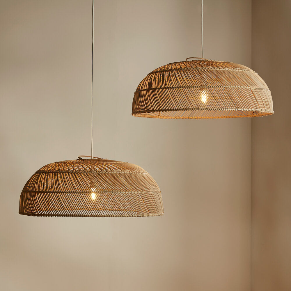 Handcrafted Rattan LED Lid-Shaped Pendant Light