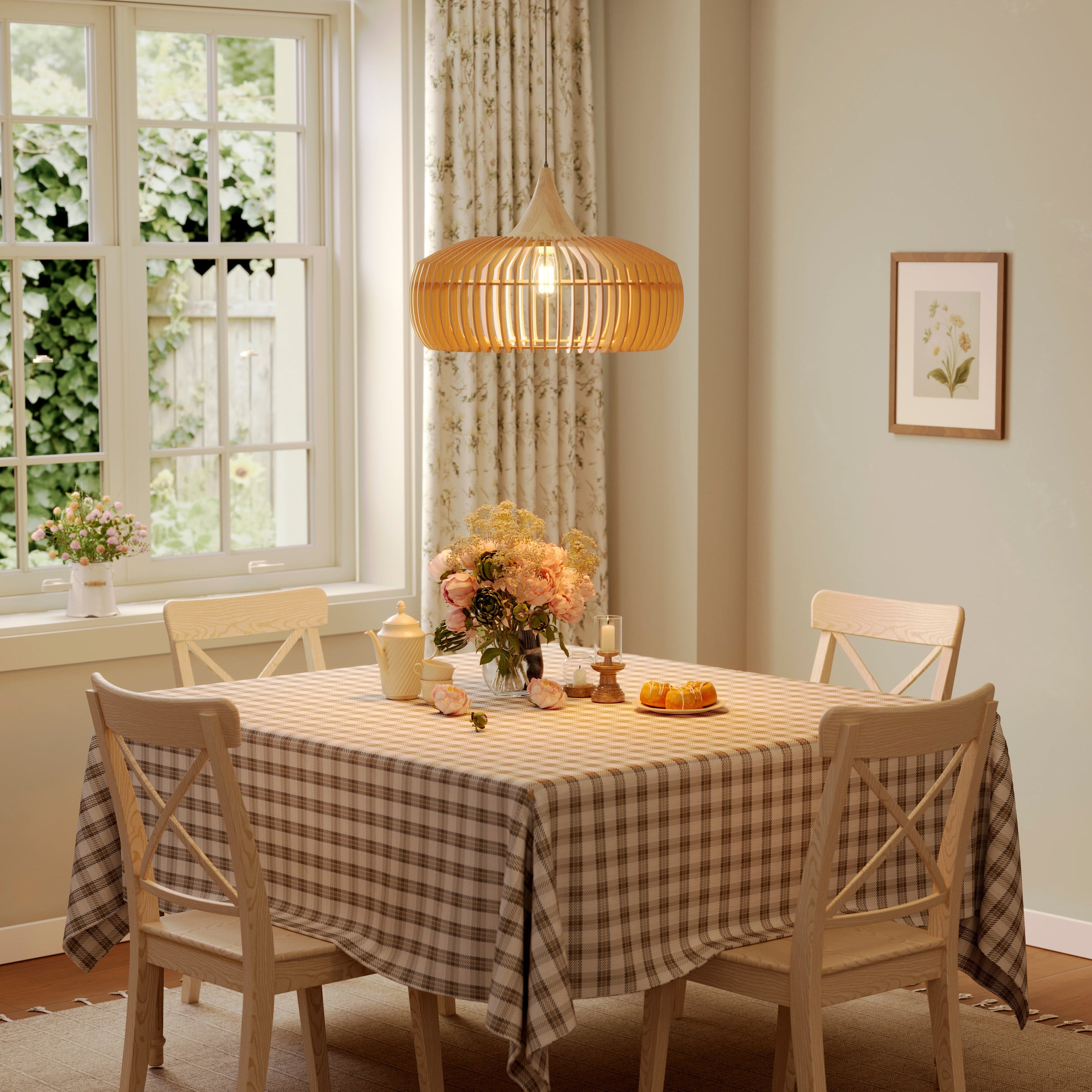 Shadome-Handmade Wood Pendant Light Fixture – Warm Natural Style Lighting