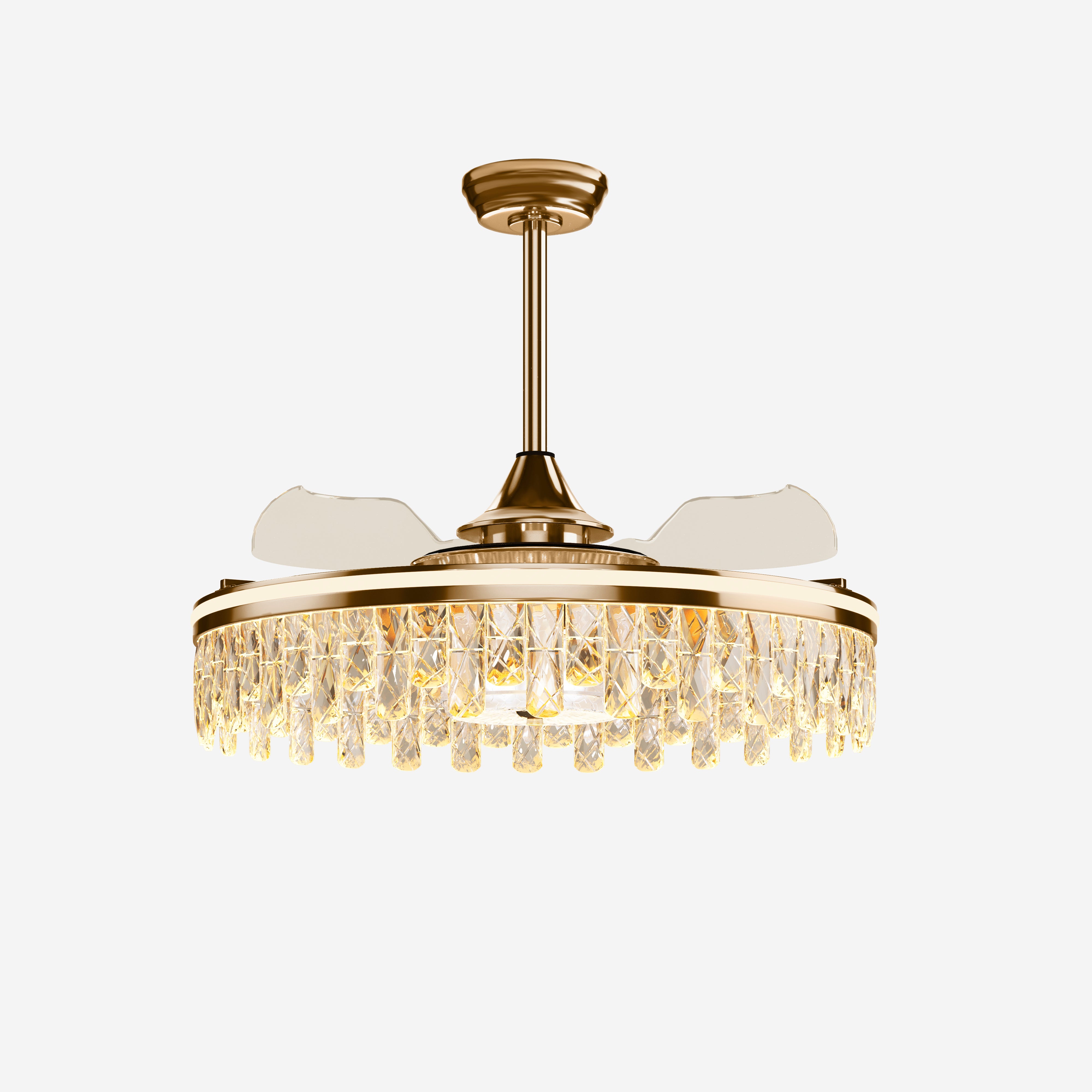 Ceiling Fan with Light | Gold Crystal Design & Adjustable Color Temperature
