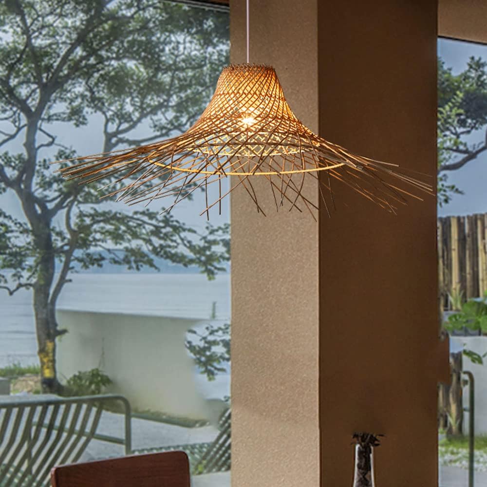 Creative Rustic Straw Hat Pendant Light Fixture