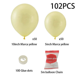 100pcs Wedding Macaron Monochrome Balloon Chain Set -Yellow Living and Home 