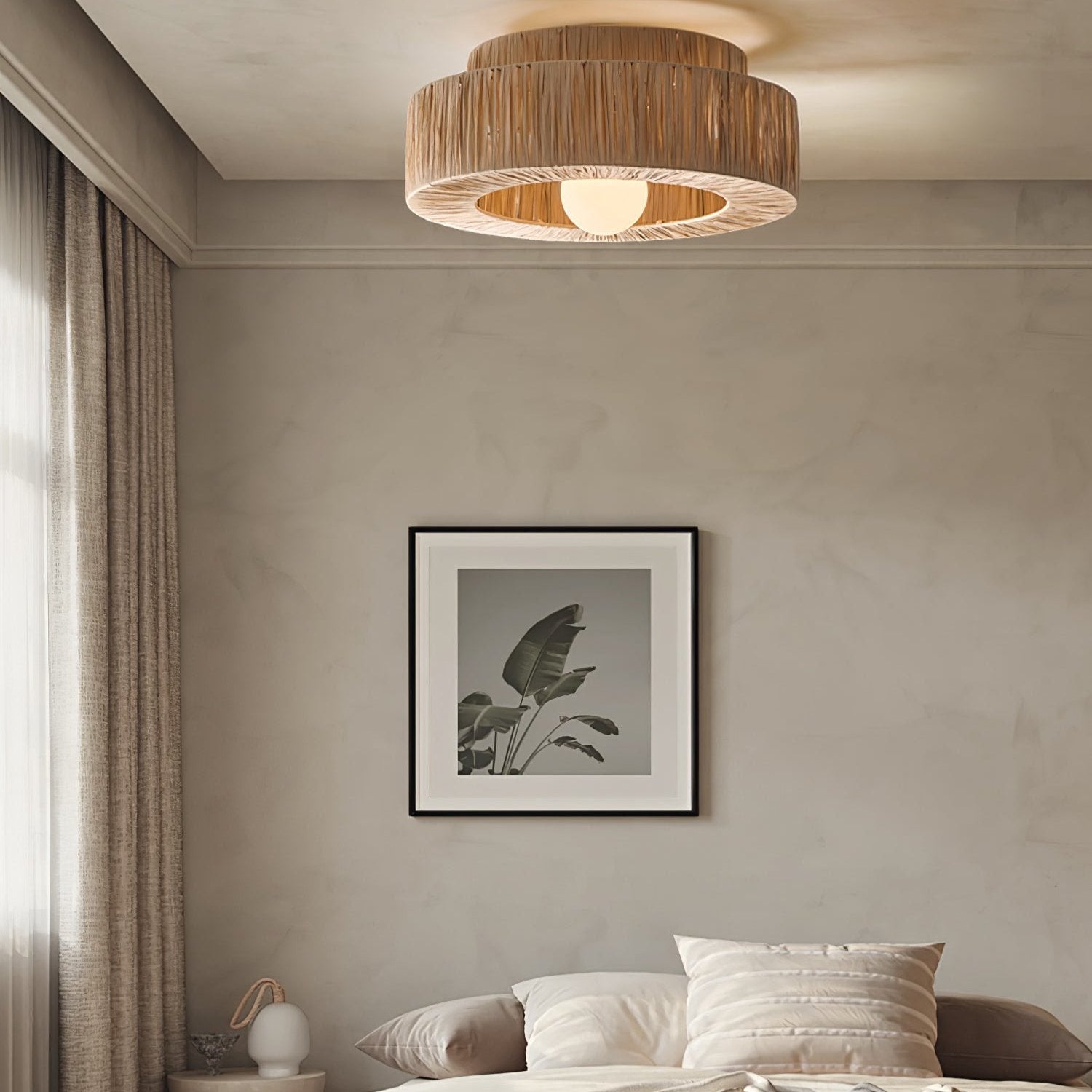 Handcrafted Layered Raffia Grass Ceiling Light