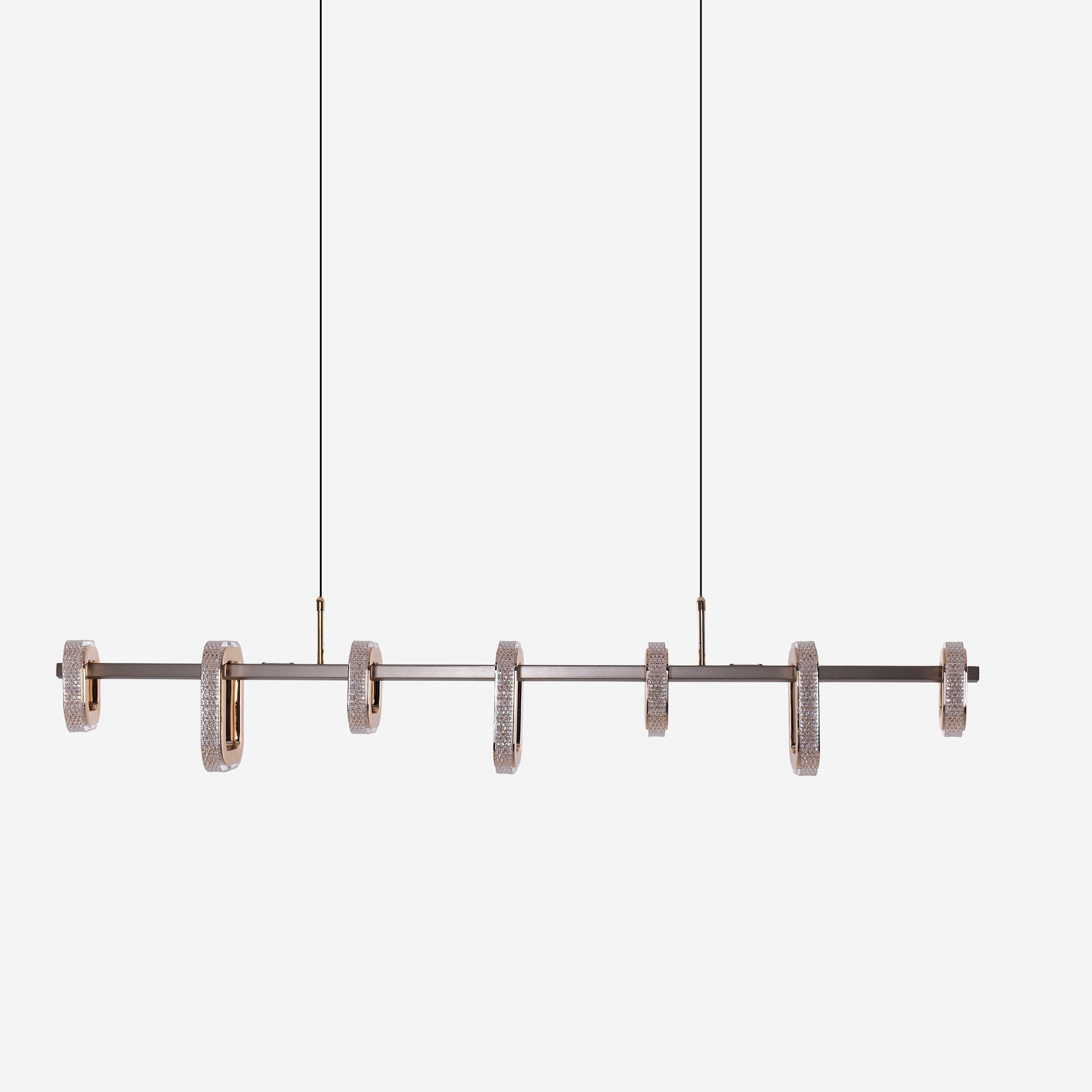 Gold Linear LED Pendant Light with Acrylic Shades