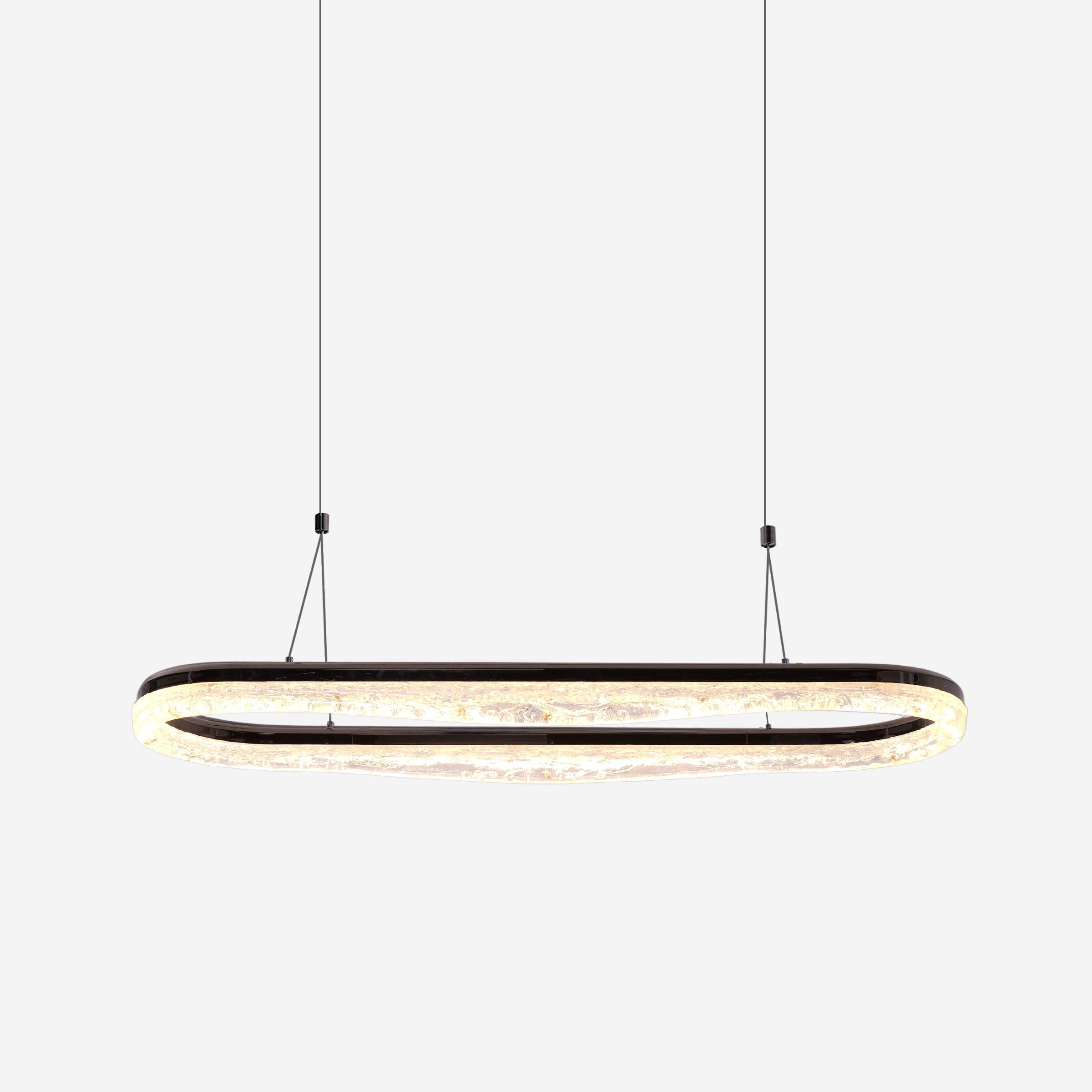 Sleek Pearl Black LED Resin Oval Pendant Light