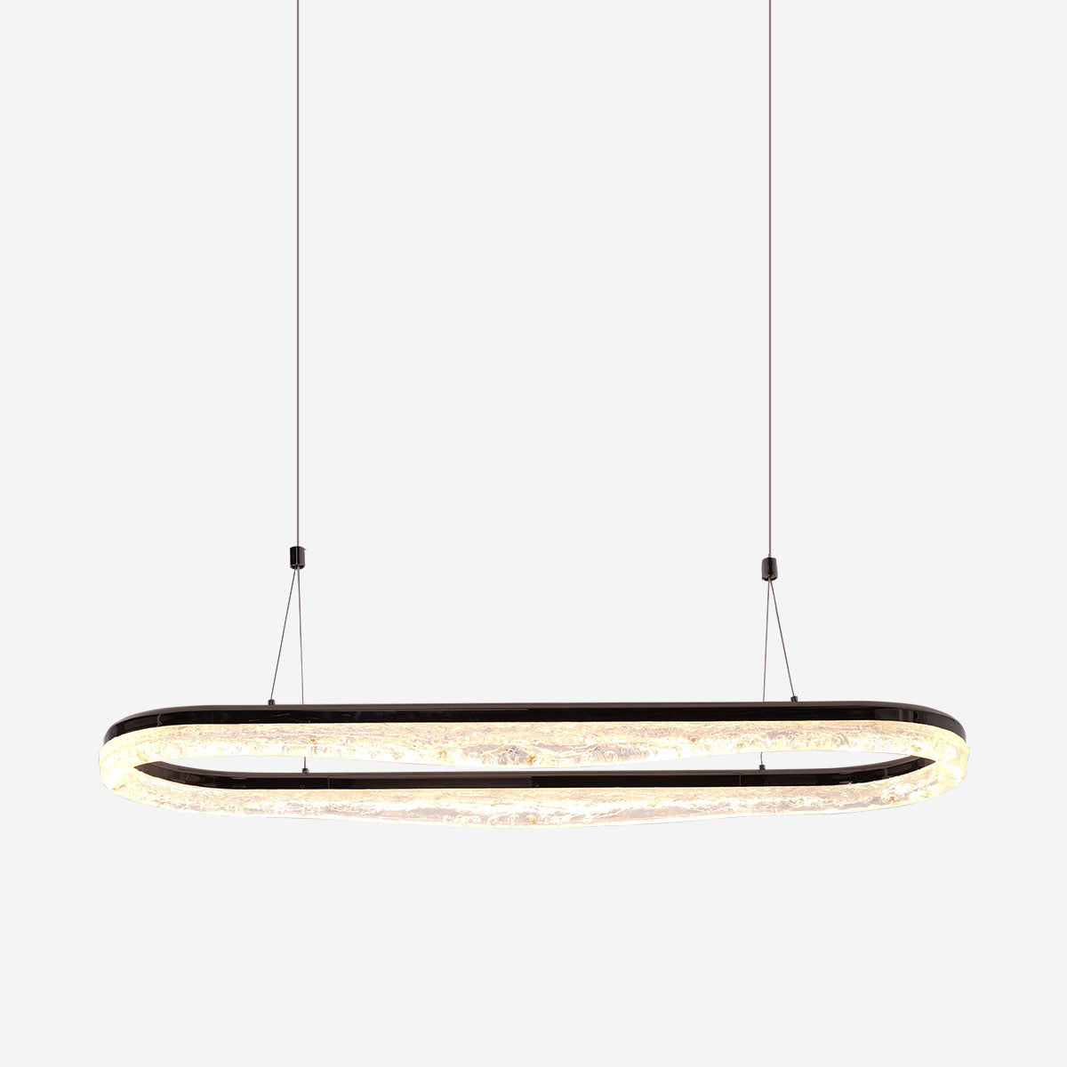 Sleek Pearl Black LED Resin Oval Pendant Light