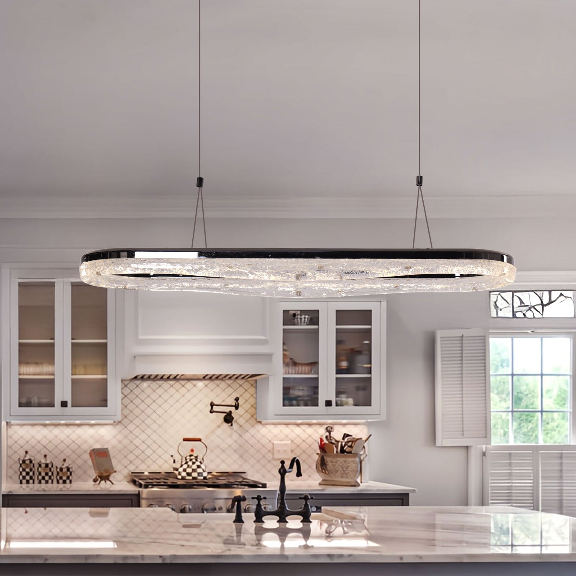 Sleek Pearl LED Resin Oval Pendant Light