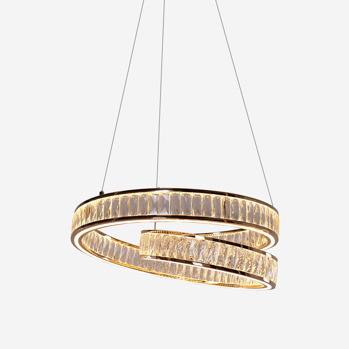 Elegant Gold Crystal Swirl Pendant Light