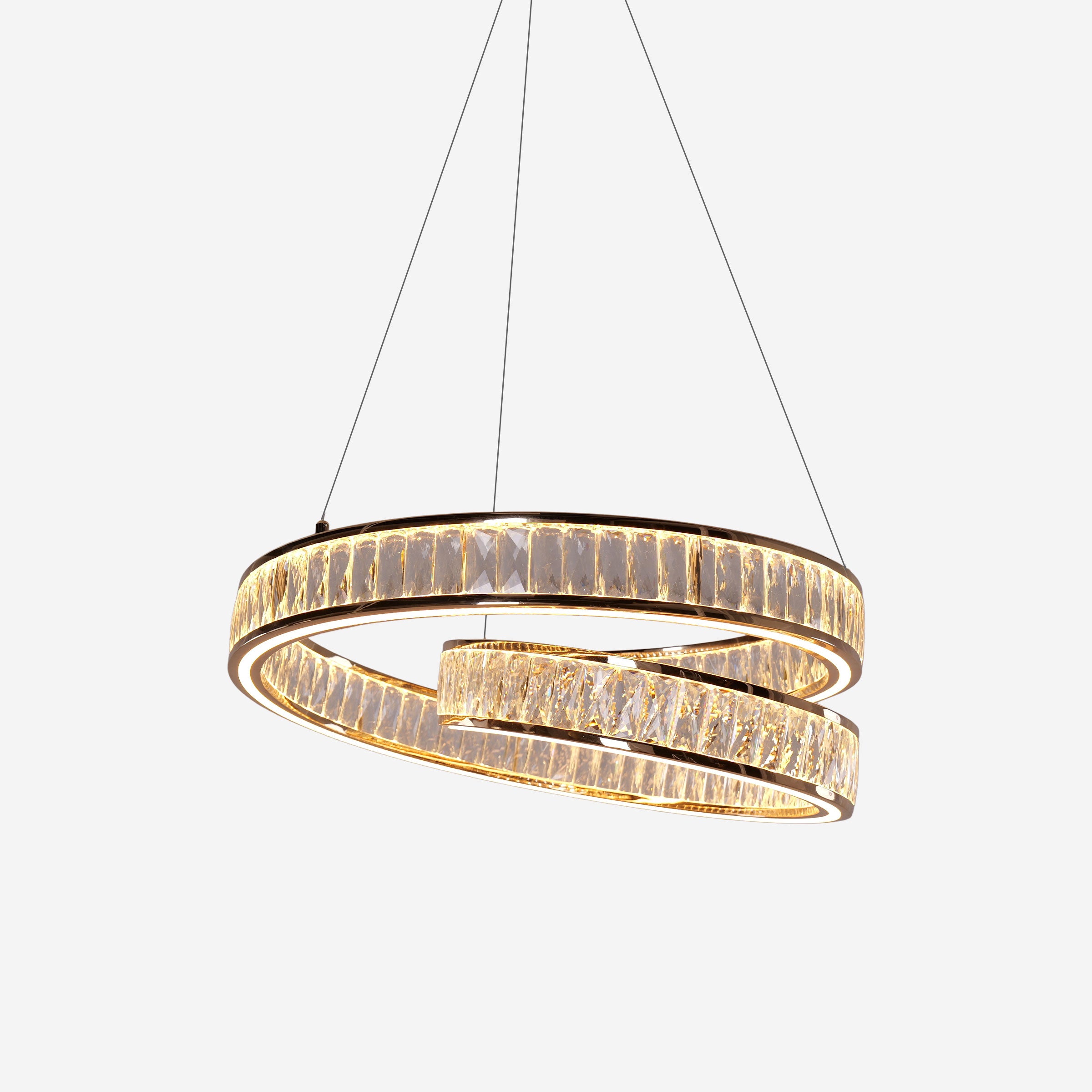 Elegant Gold Crystal Swirl Pendant Light