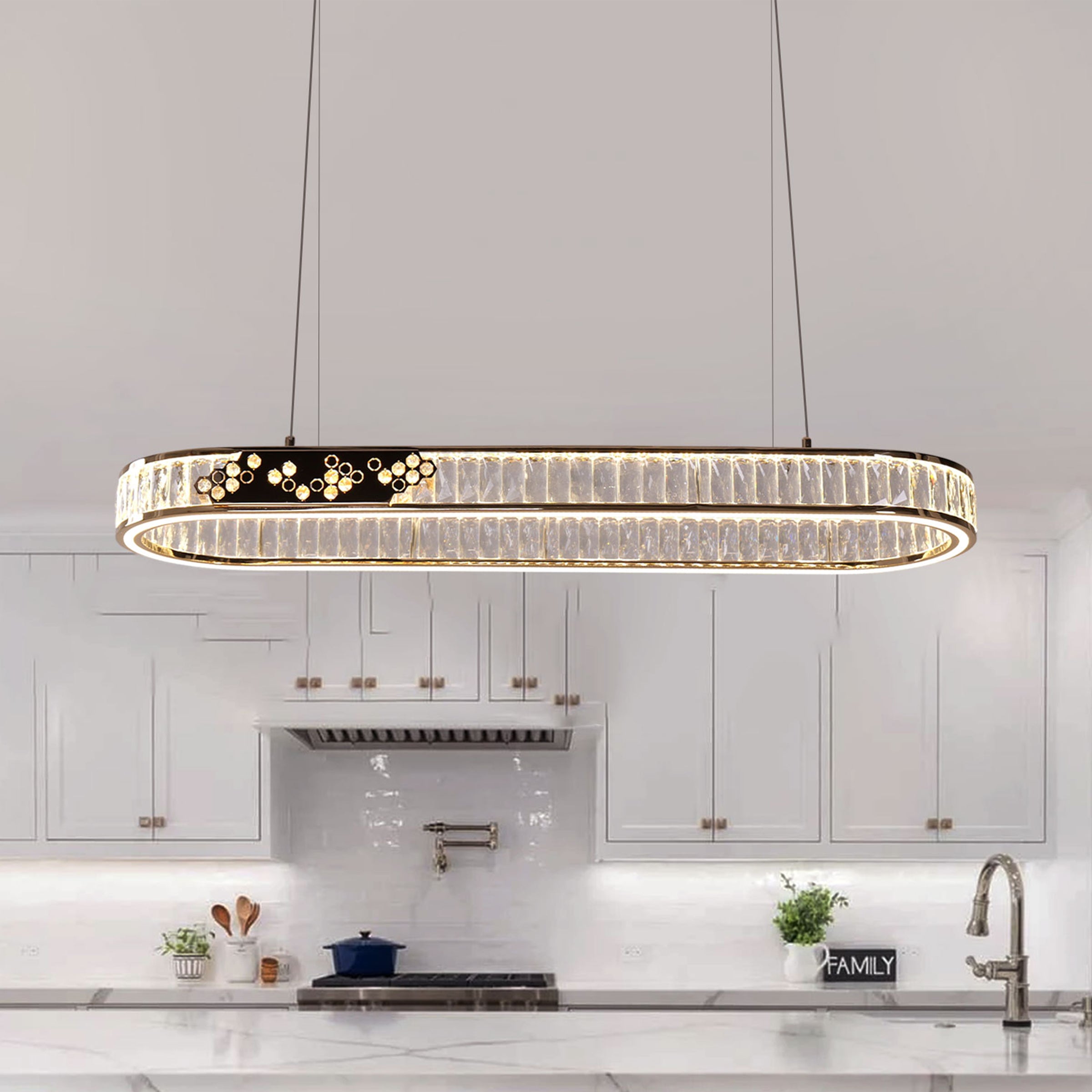 Brilliant Gold Crystal Ring LED Pendant Light