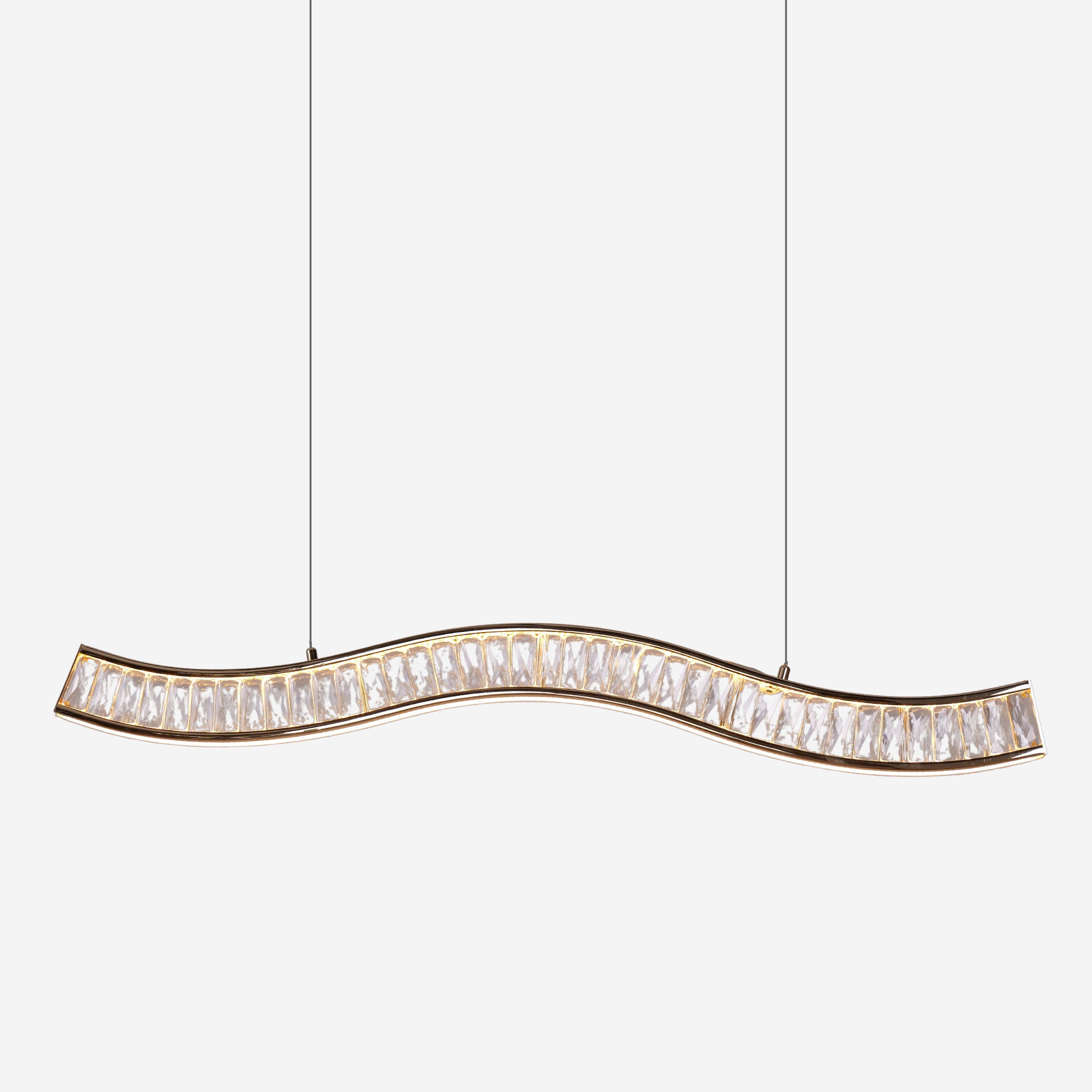 Wave Gold Crystal LED Pendant Light for Modern Interiors