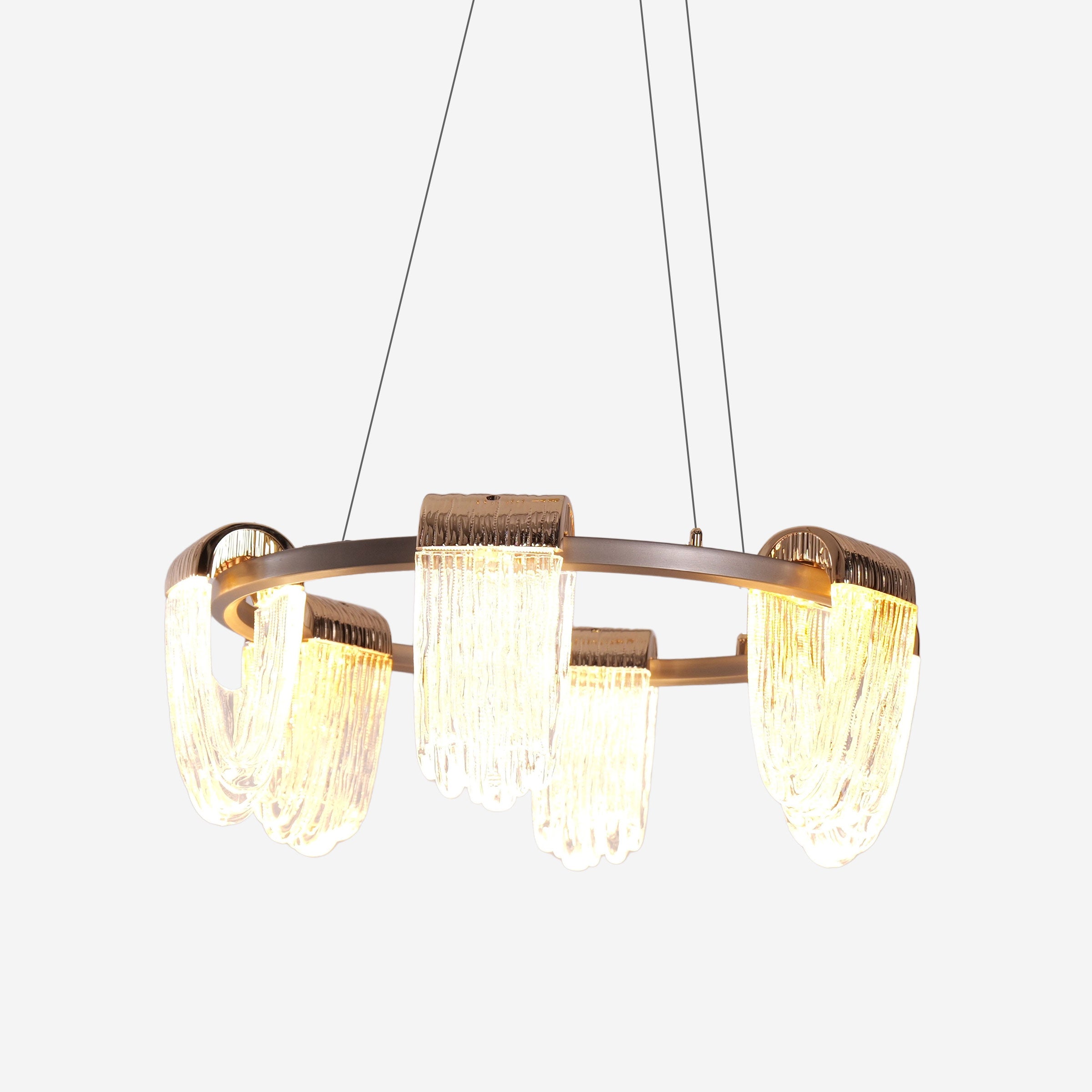 Modern Gold Acrylic LED Pendant Light with Cascading Curves