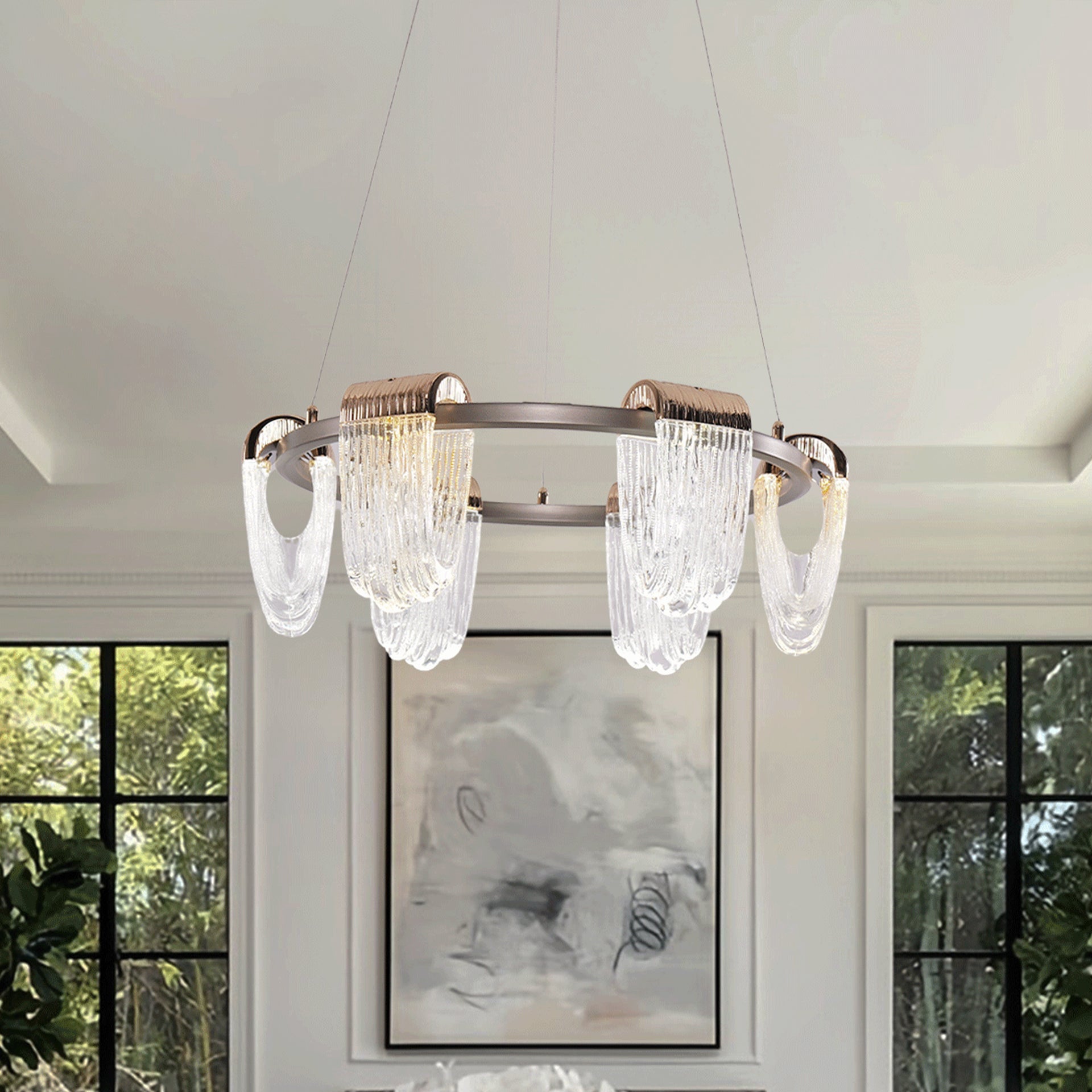 Modern Acrylic LED Pendant Light Cascading Curves