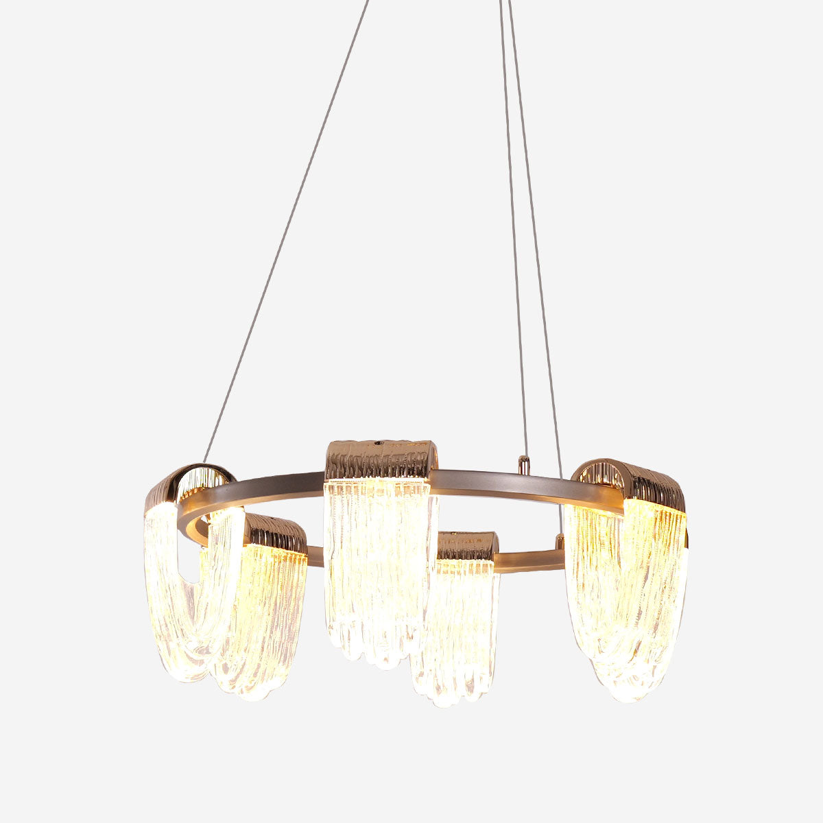 Modern Gold Acrylic LED Pendant Light with Cascading Curves