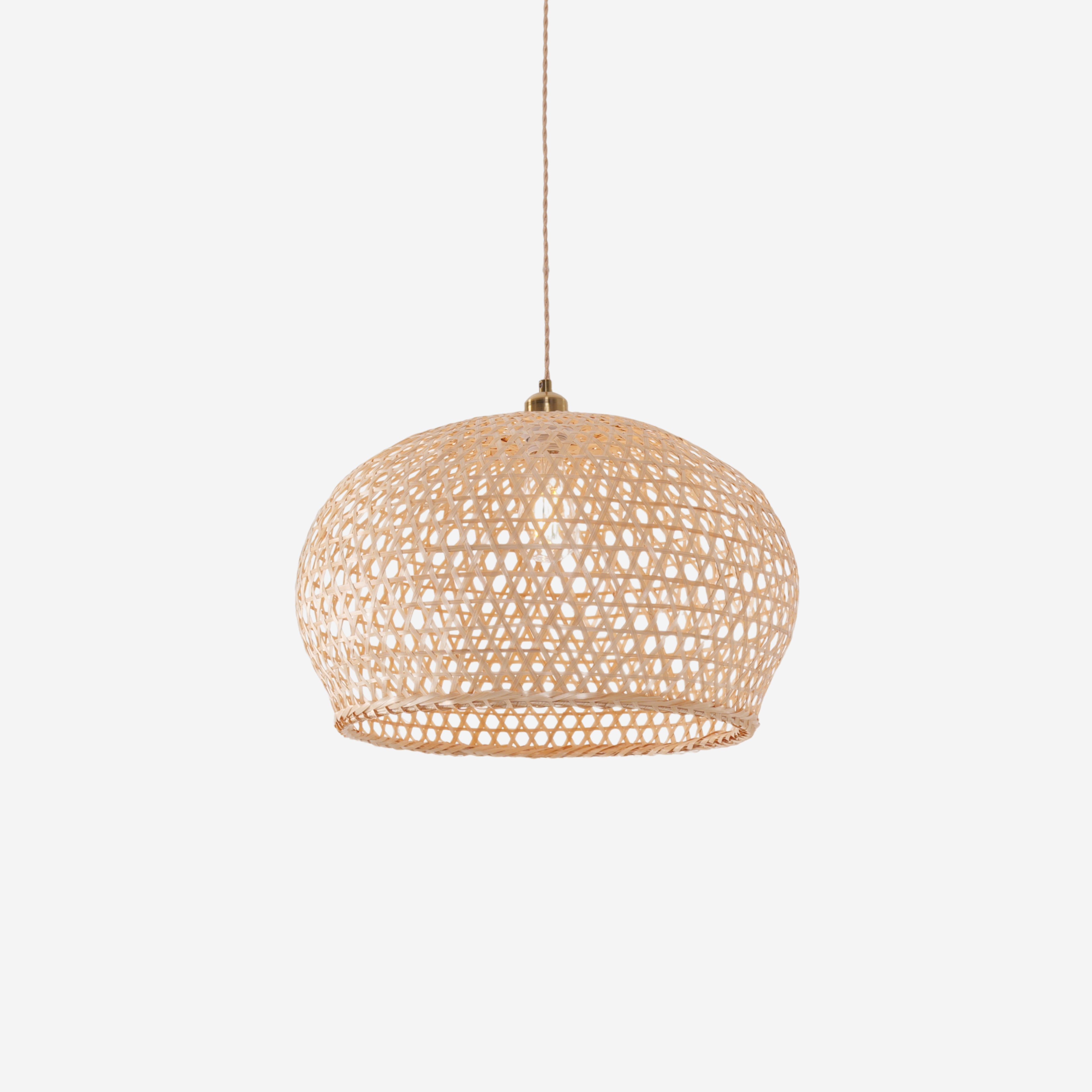 Natural Bamboo Pendant Light with Handwoven Lampshades in Four Sizes