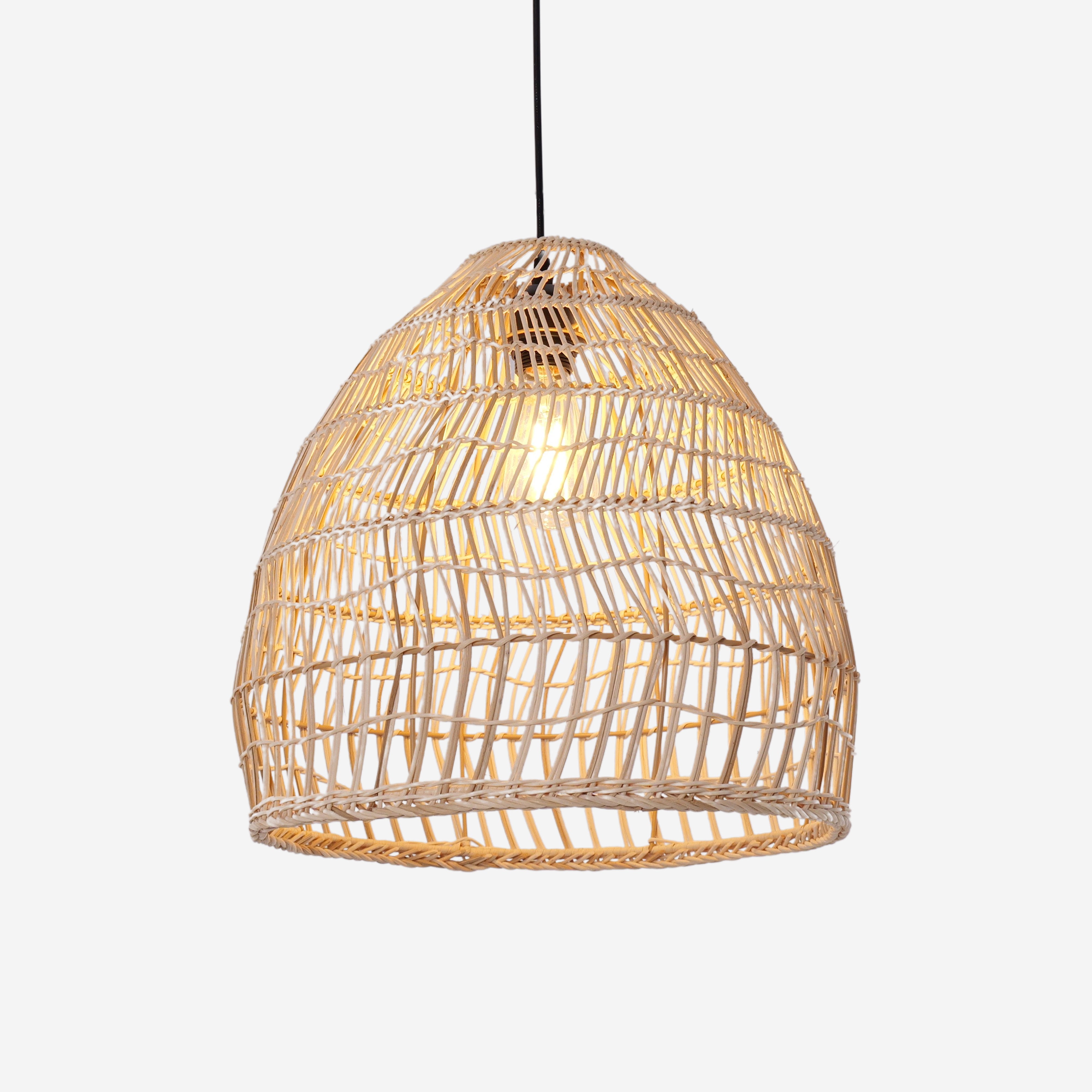 Woven Rattan Dome Pendant Light for Rustic Interiors