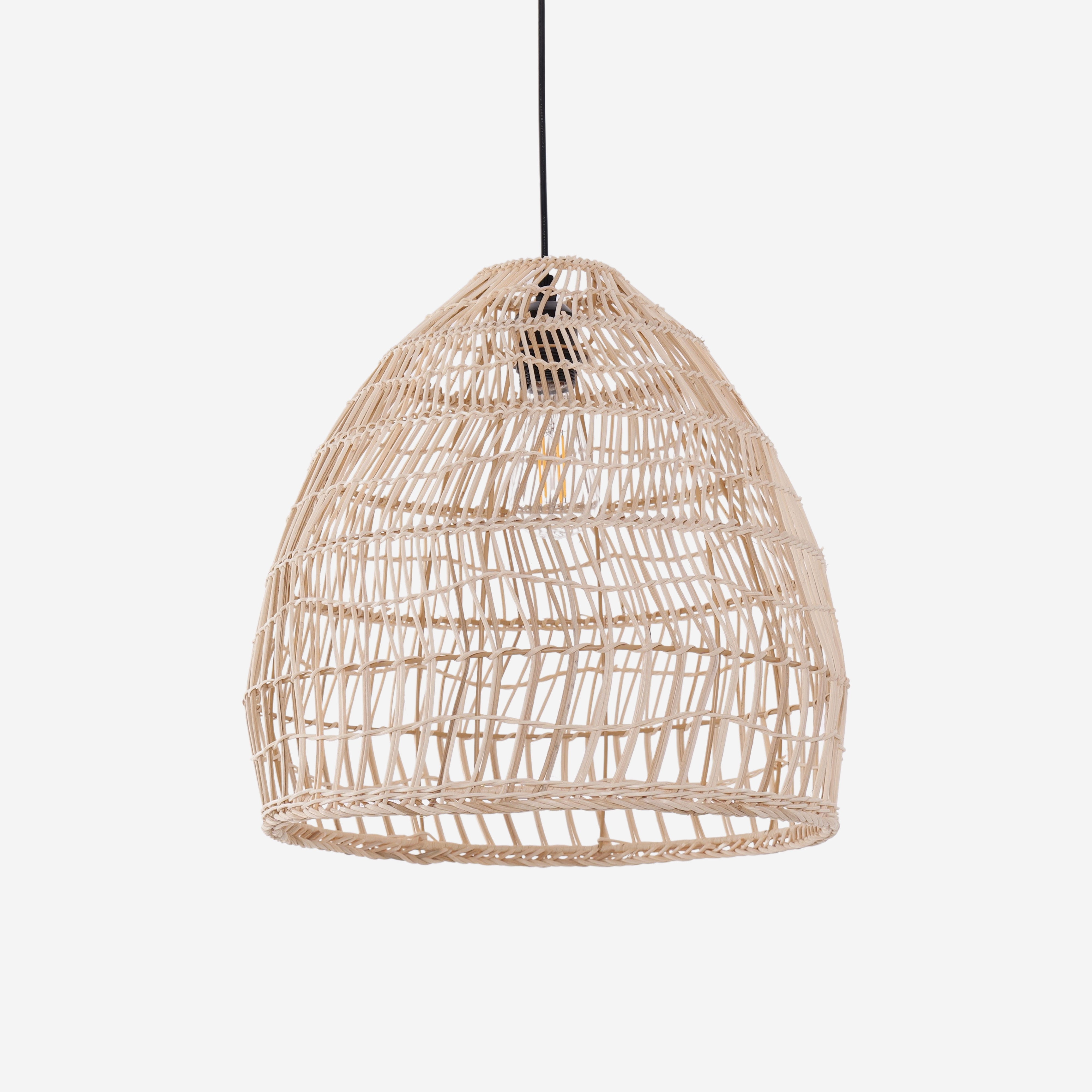 Woven Rattan Dome Pendant Light for Rustic Interiors