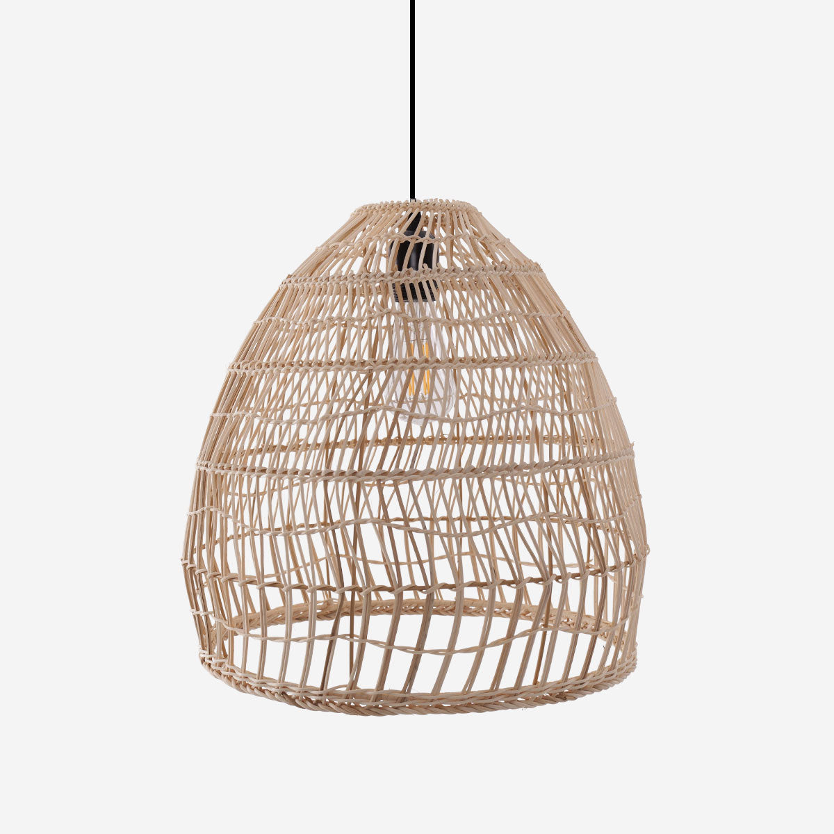 Woven Rattan Dome Pendant Light for Rustic Interiors