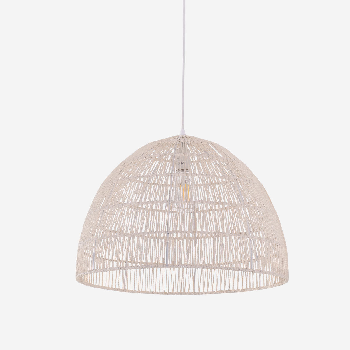 Handwoven Paper Rope Dome Pendant Light with Iron Frame