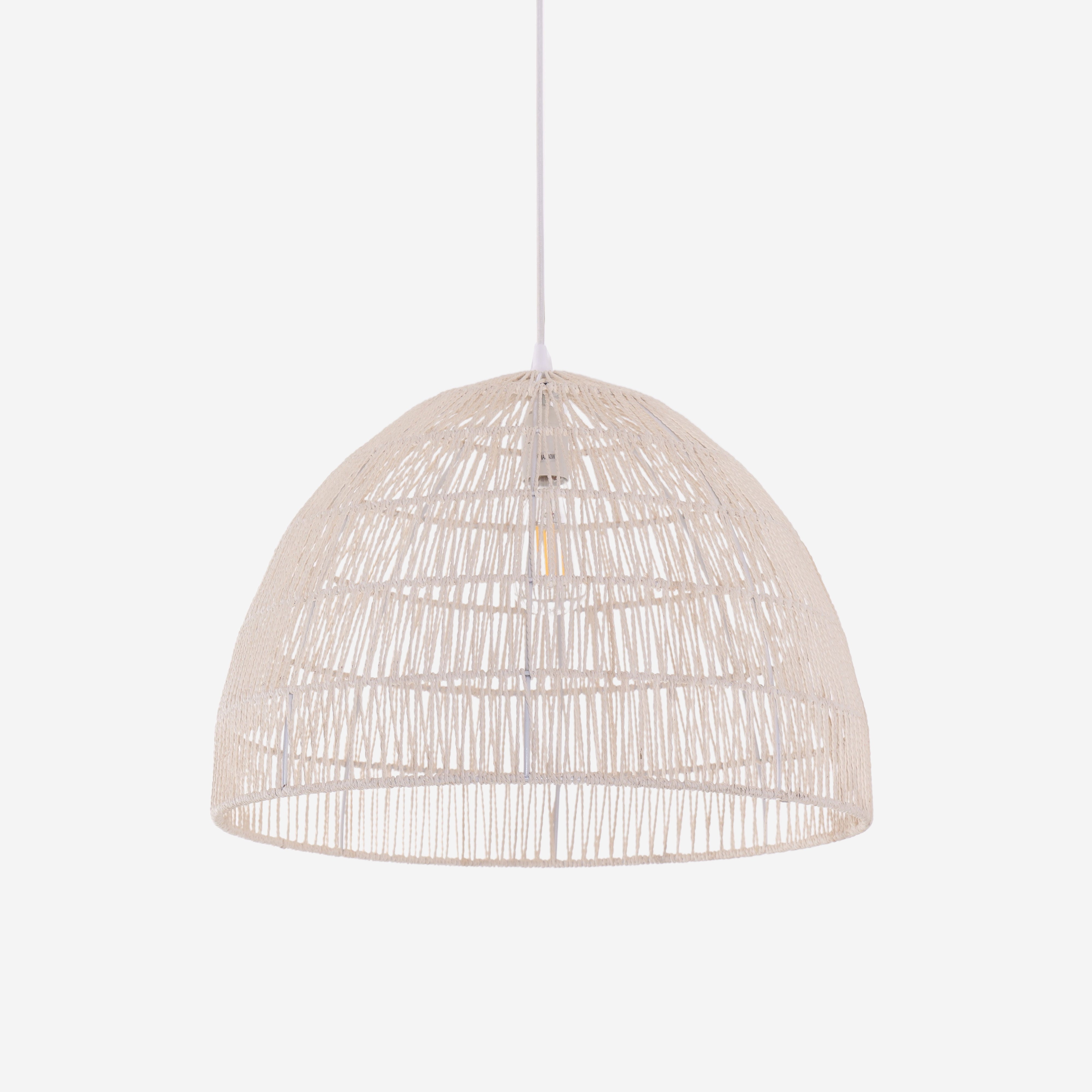 Handwoven Paper Rope Dome Pendant Light with Iron Frame