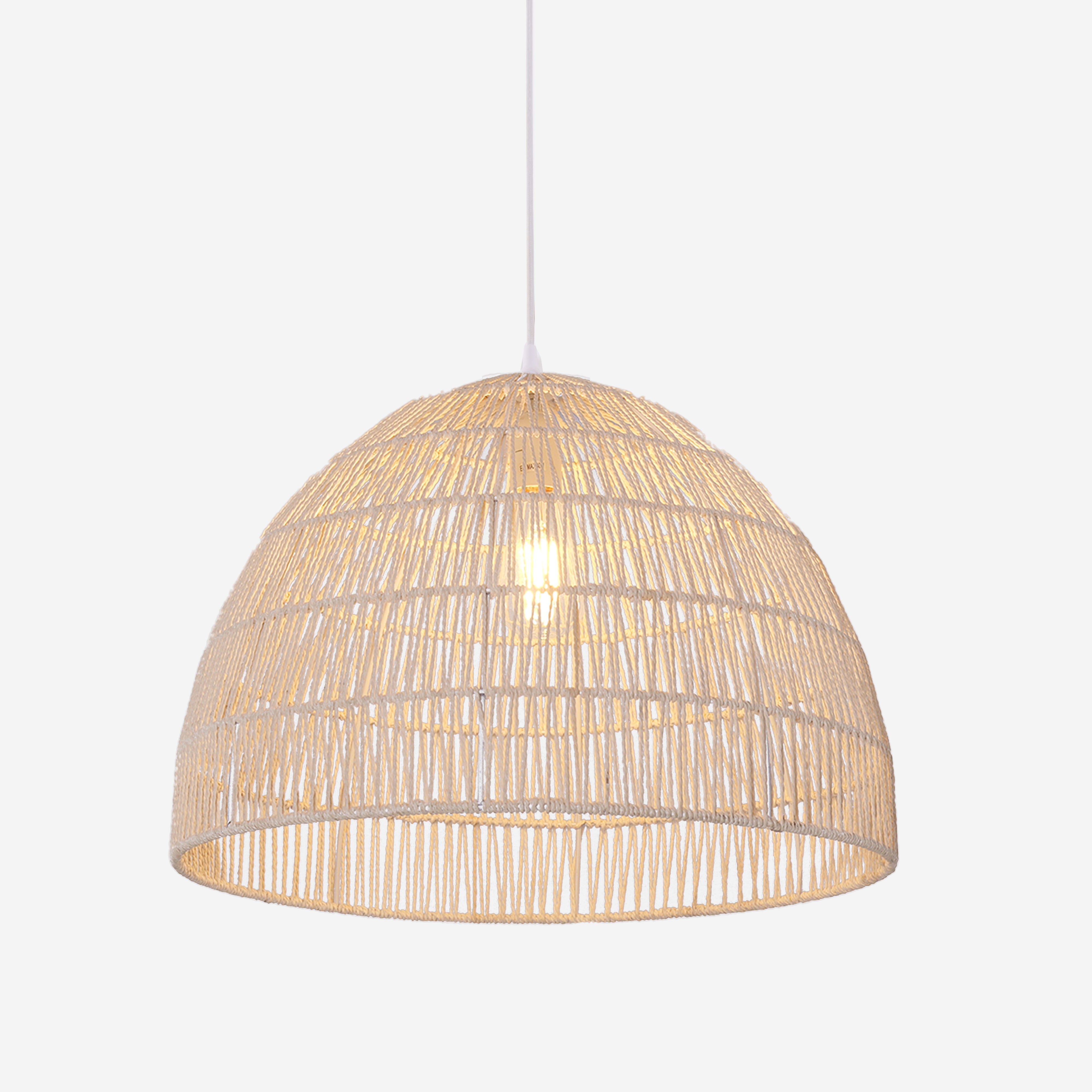 Handwoven Paper Rope Dome Pendant Light with Iron Frame