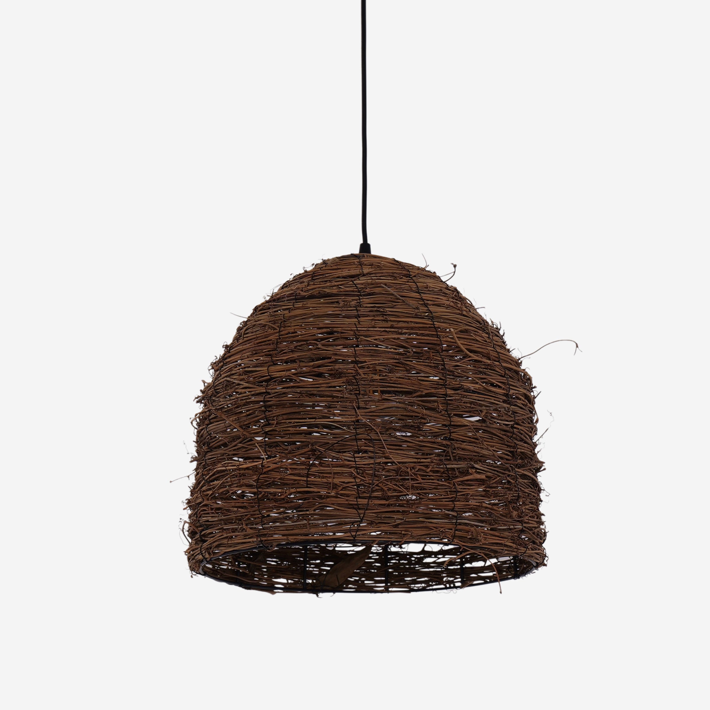 Rustic Woven Rattan Dome Pendant Light for Cozy Interiors