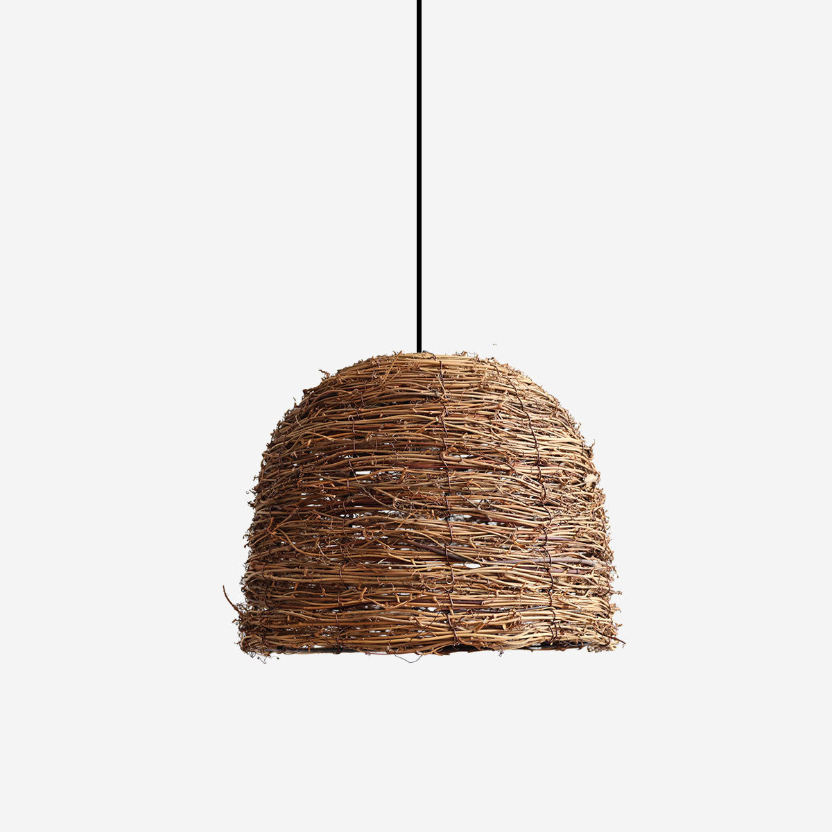 Rustic Woven Rattan Dome Pendant Light for Cozy Interiors