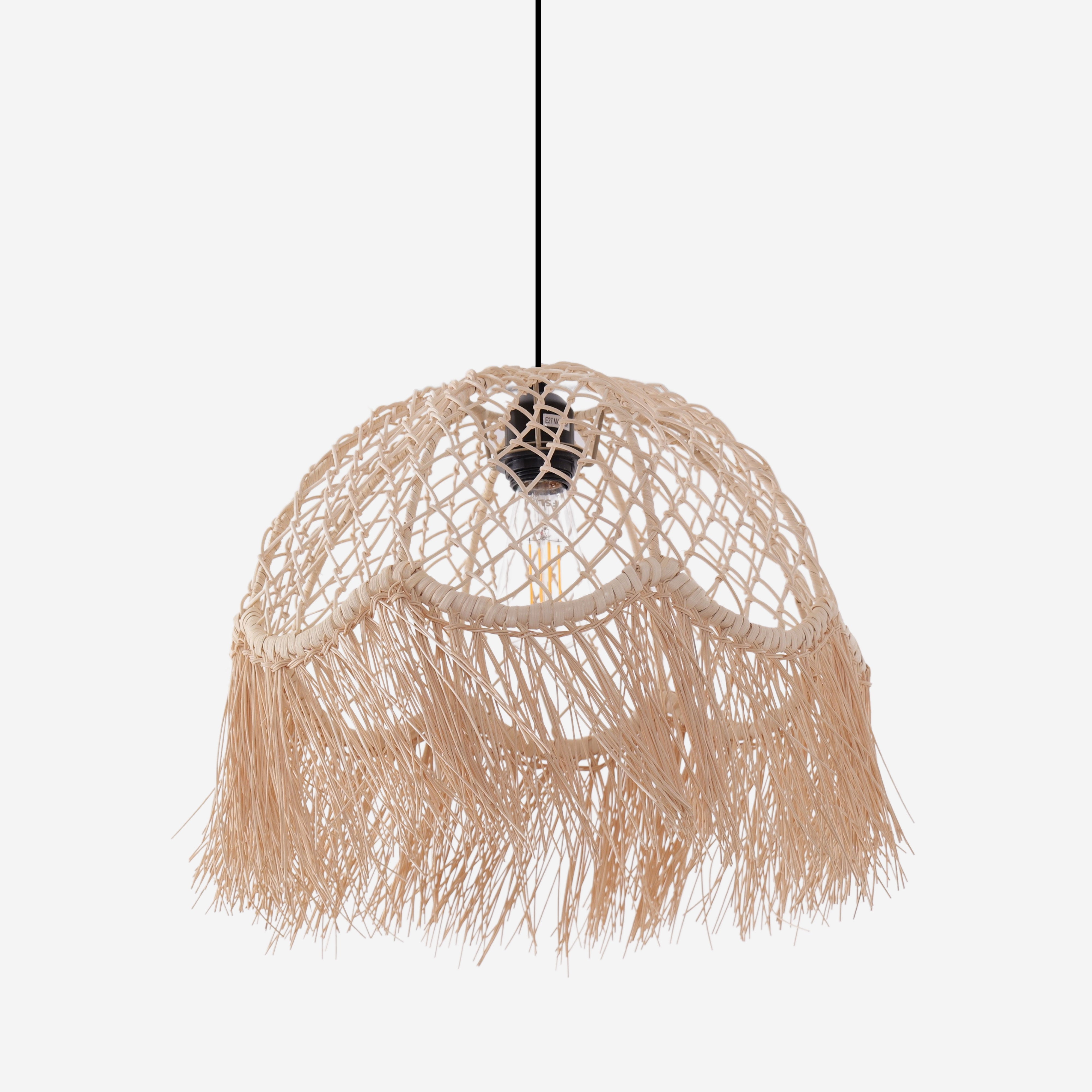 Bohemian Woven Rattan Dome Pendant Light for Cozy Interiors