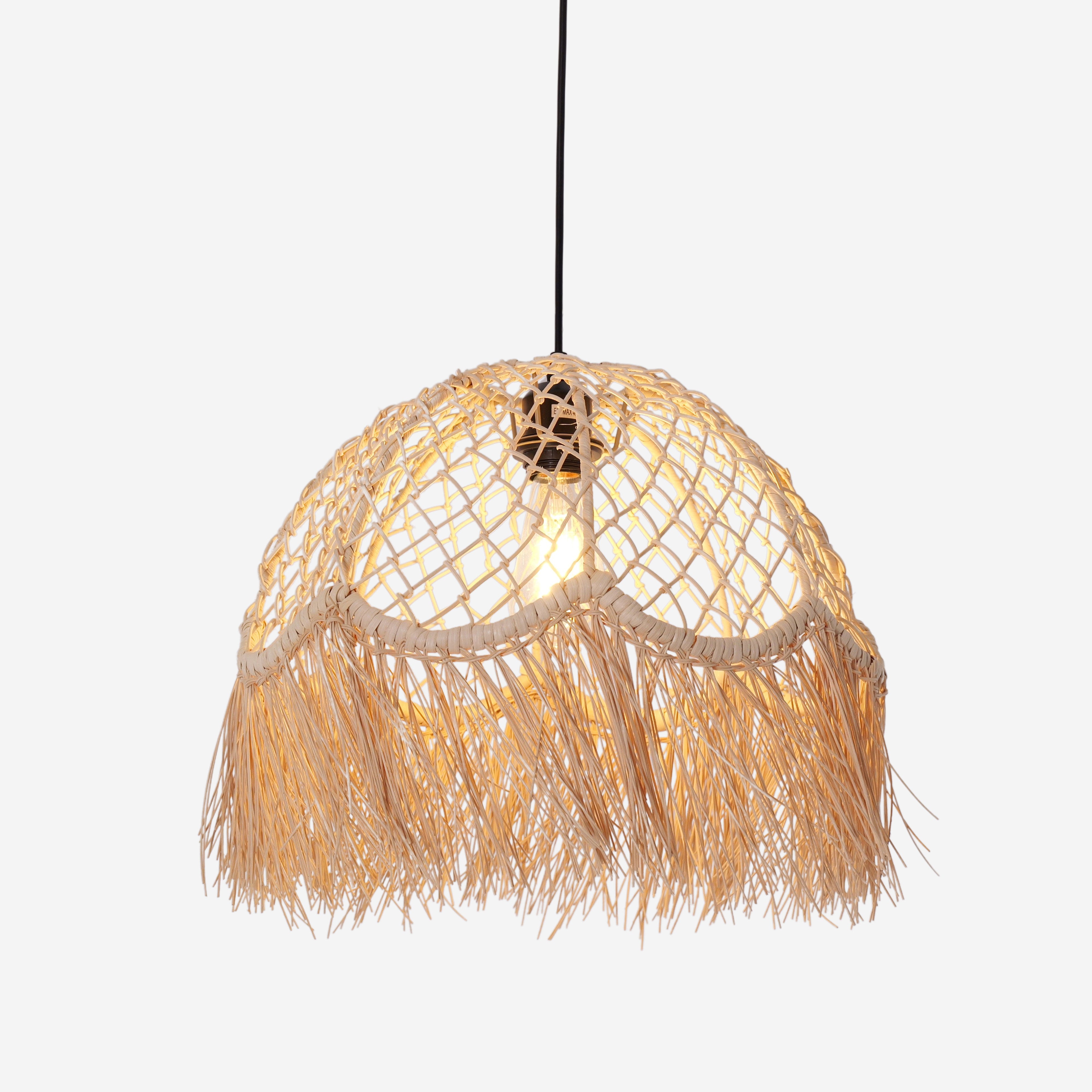 Bohemian Woven Rattan Dome Pendant Light for Cozy Interiors