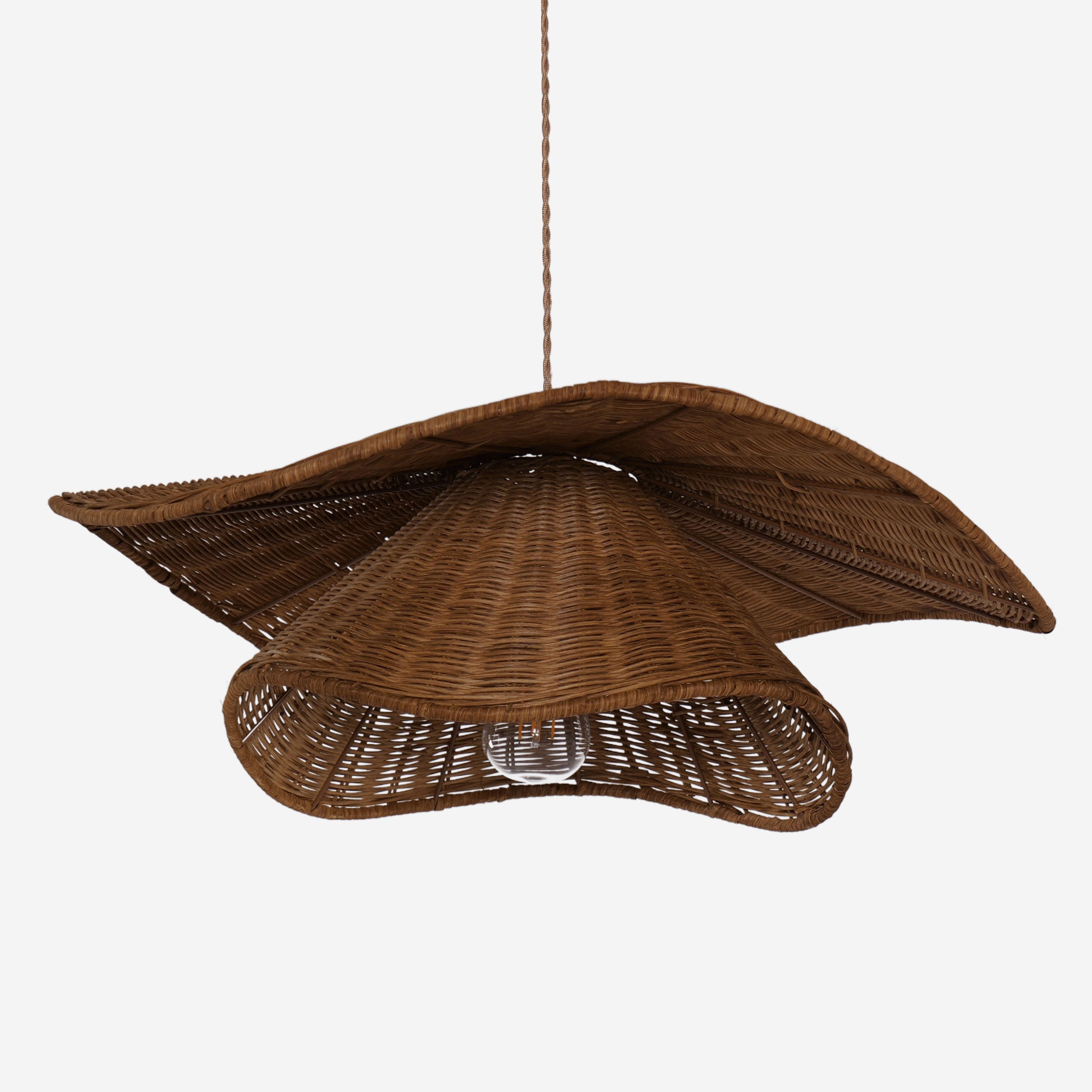 Organic Woven Rattan and Iron Pendant Light for Cozy Spaces