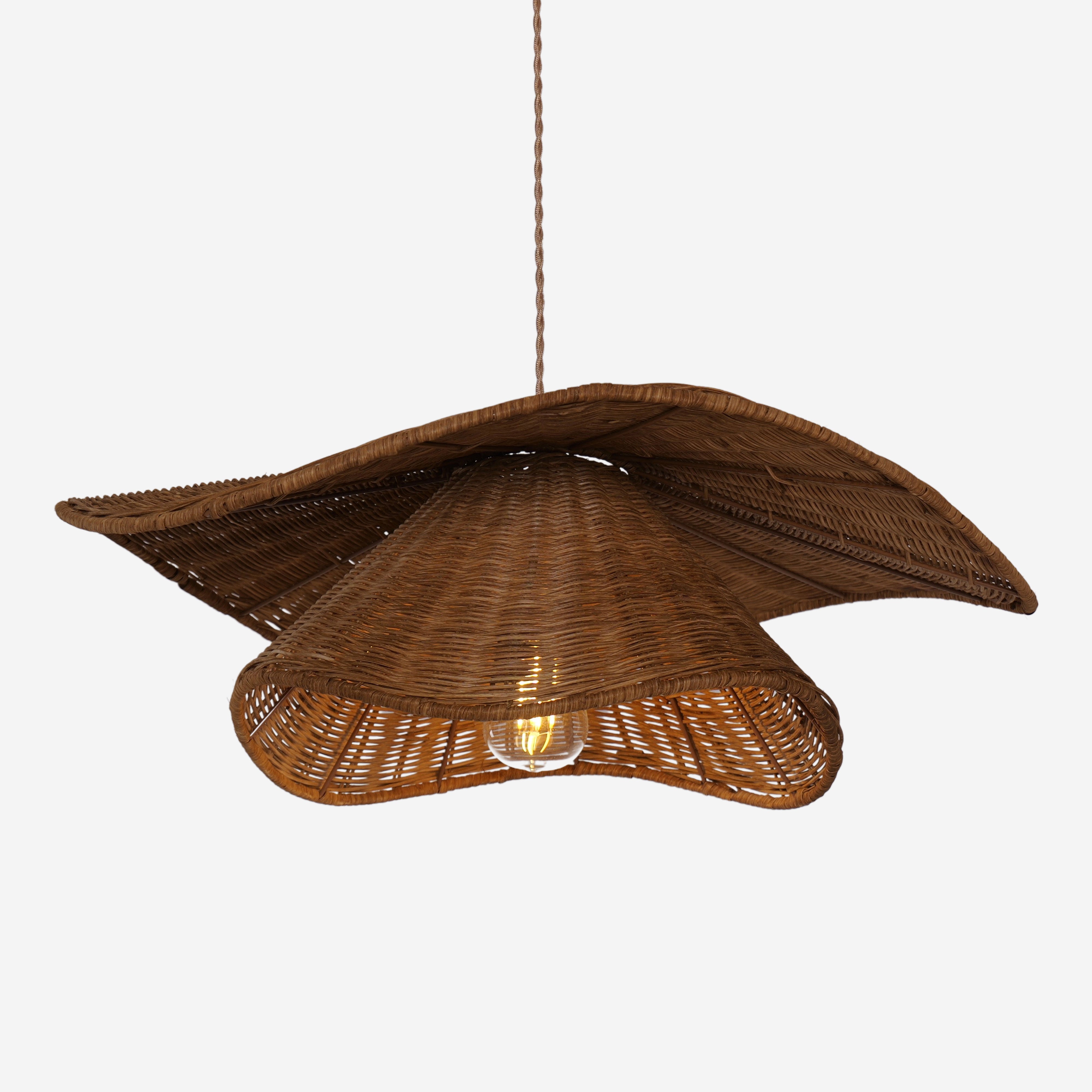 Organic Woven Rattan and Iron Pendant Light for Cozy Spaces