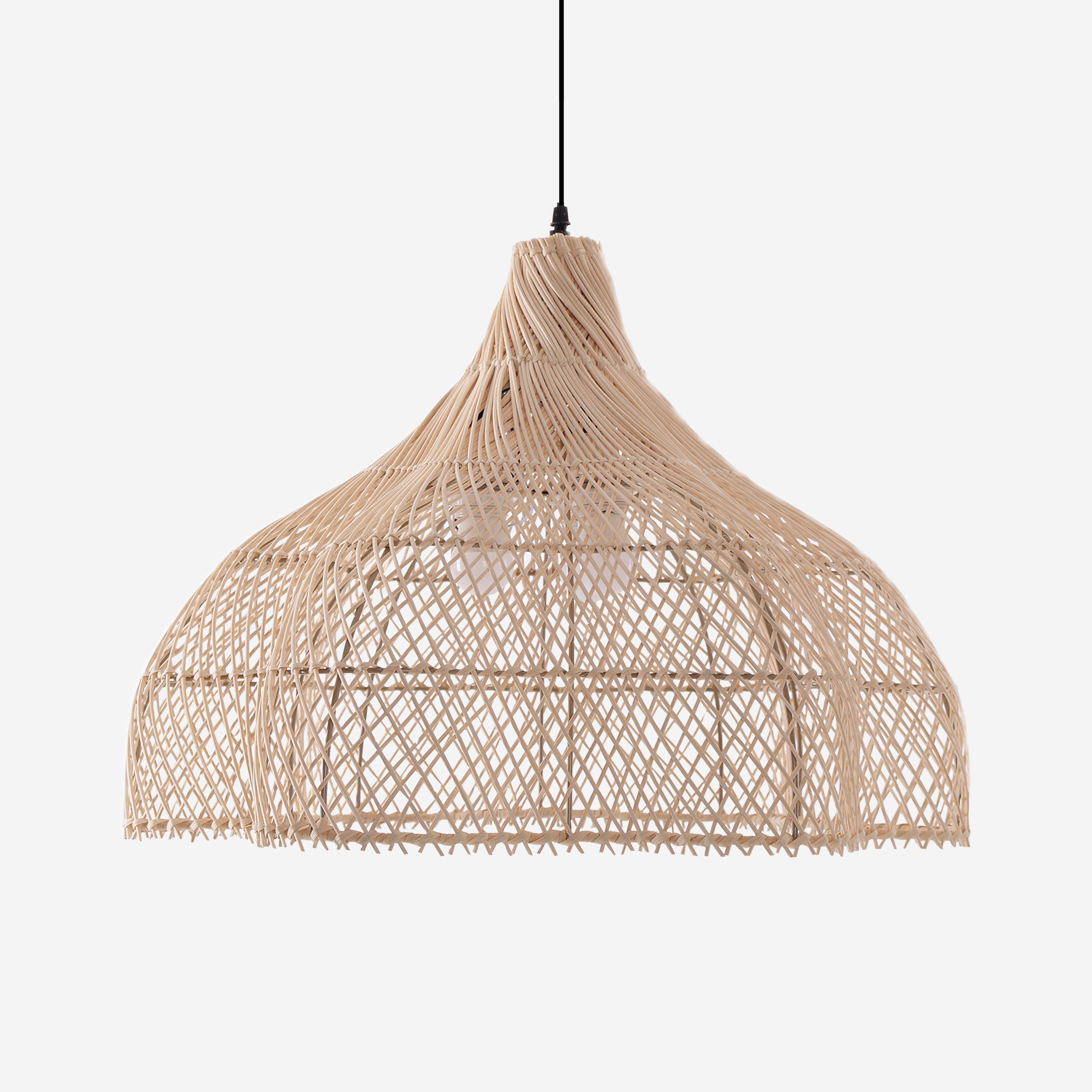 Handcrafted Bamboo Rattan Pendant Light with Tranquil Umbrella Design