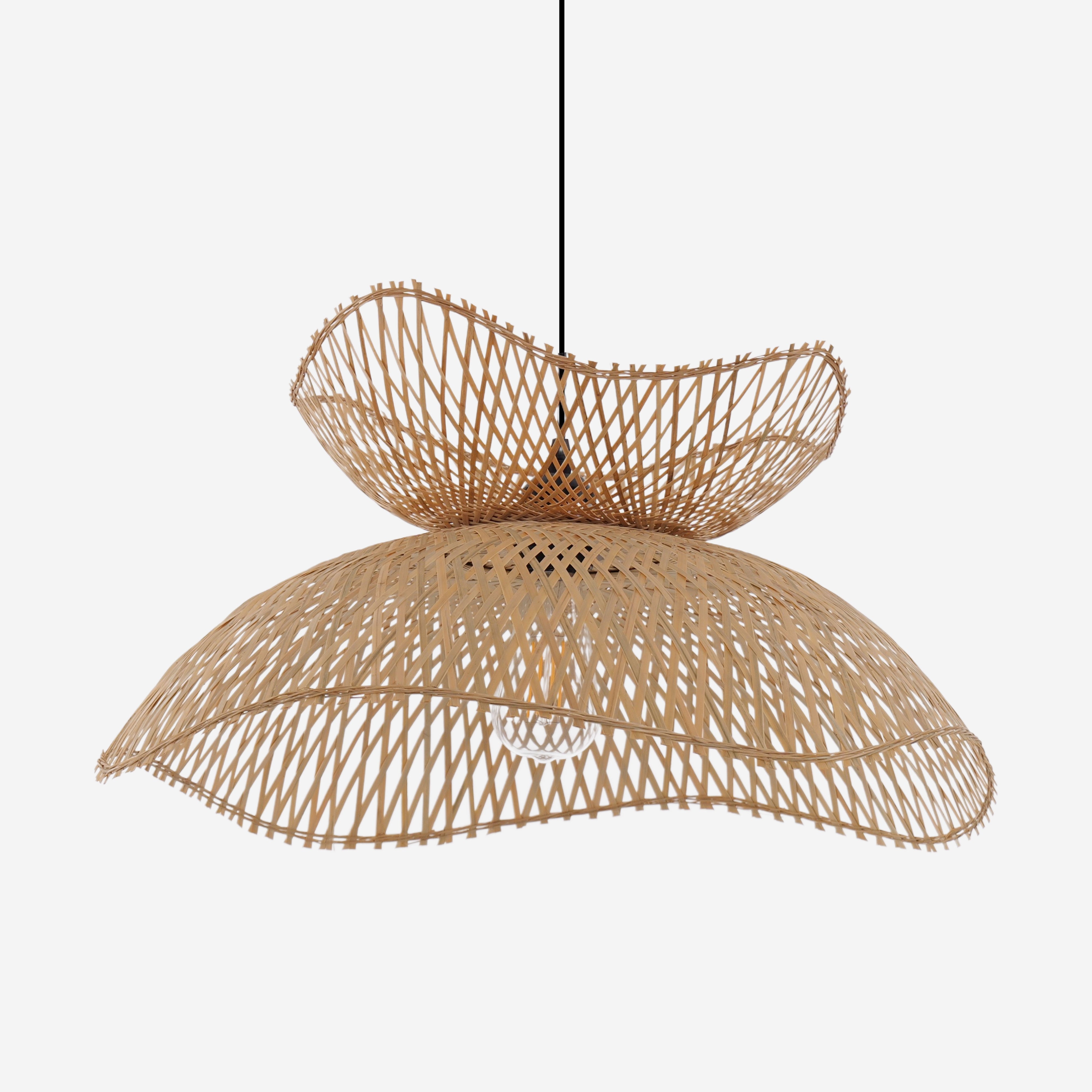 Handwoven Bamboo Pendant Light  Eco-Friendly Ceiling Lighting for Home