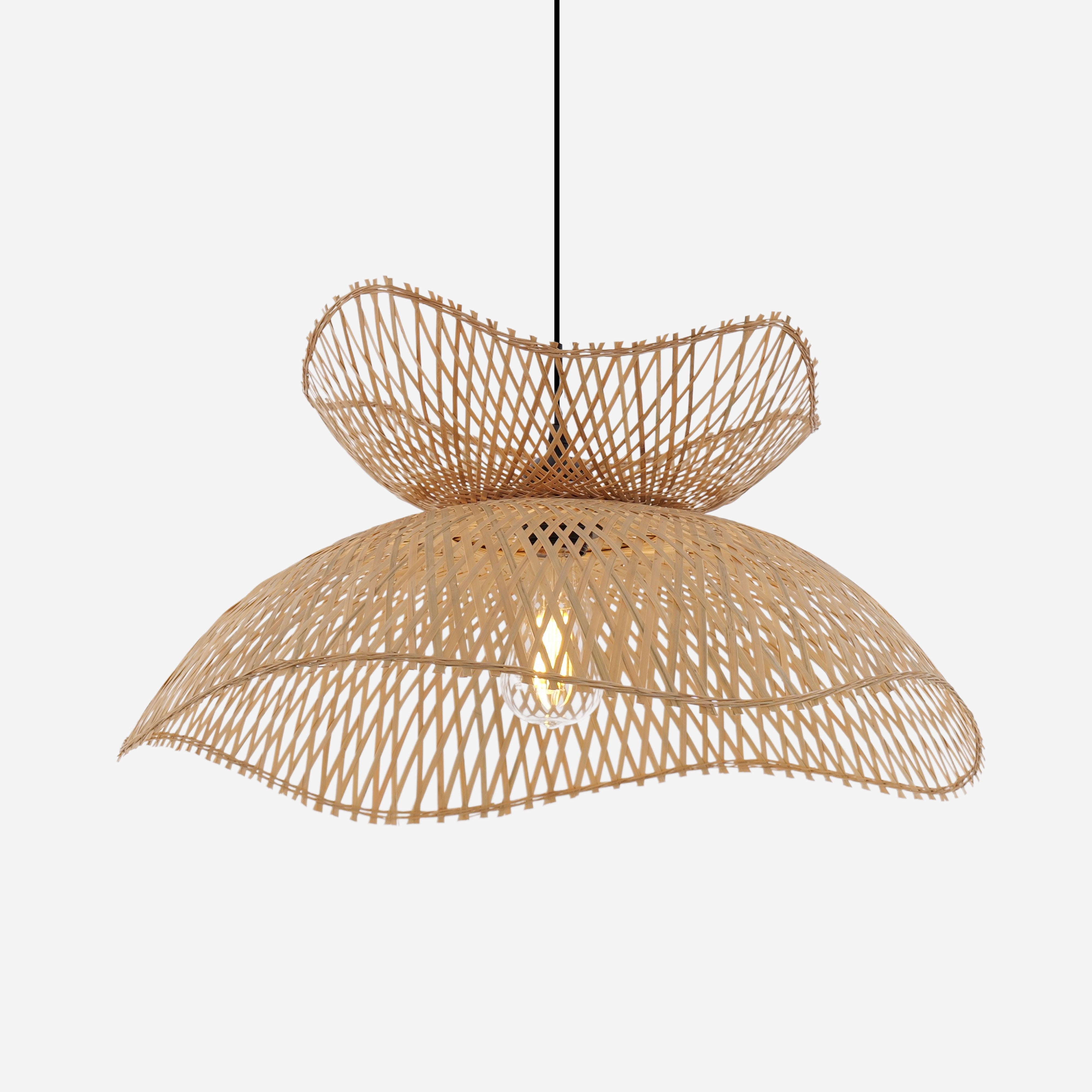 Handwoven Bamboo Pendant Light  Eco-Friendly Ceiling Lighting for Home