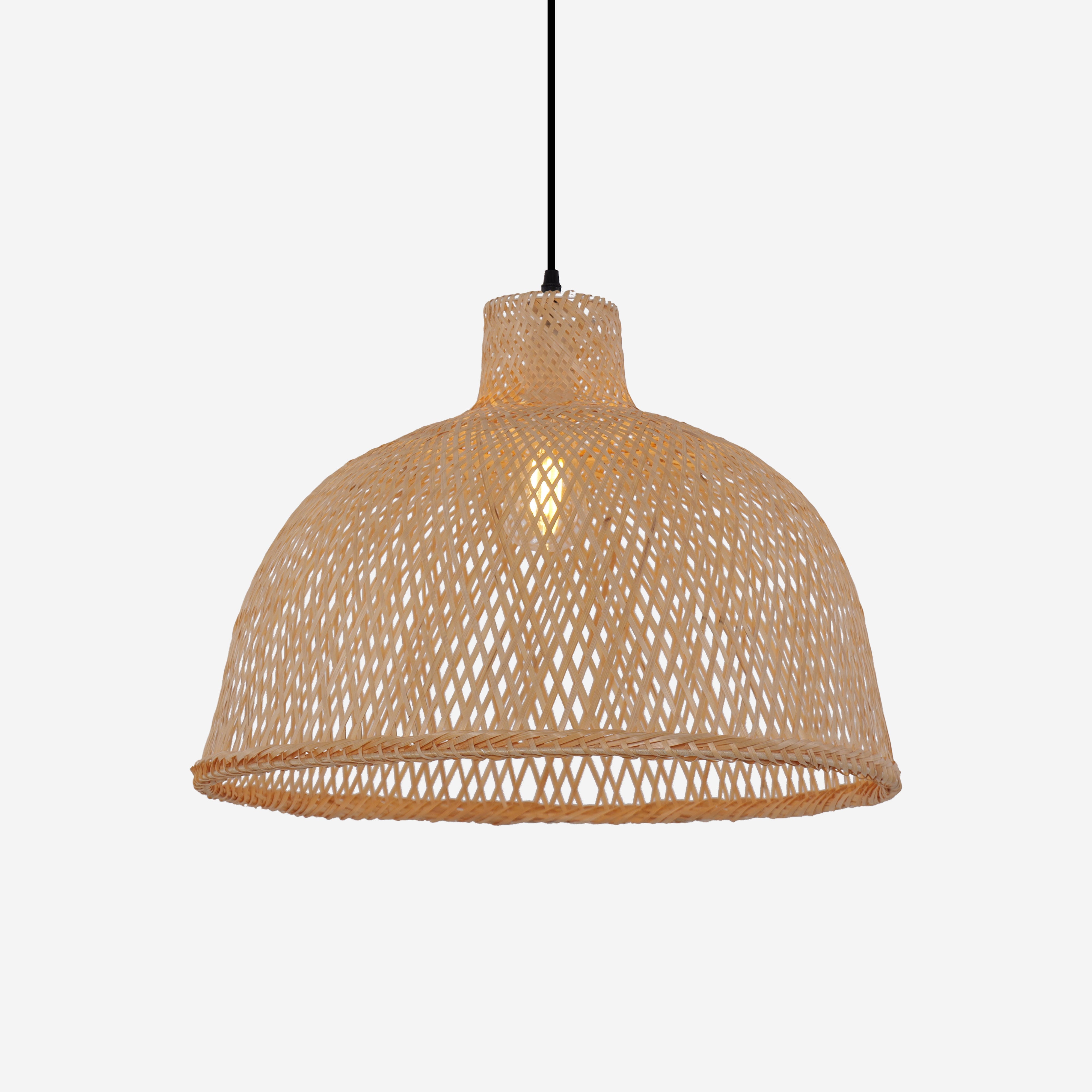 Natural Bamboo Woven Dome Pendant Light for Cozy Spaces