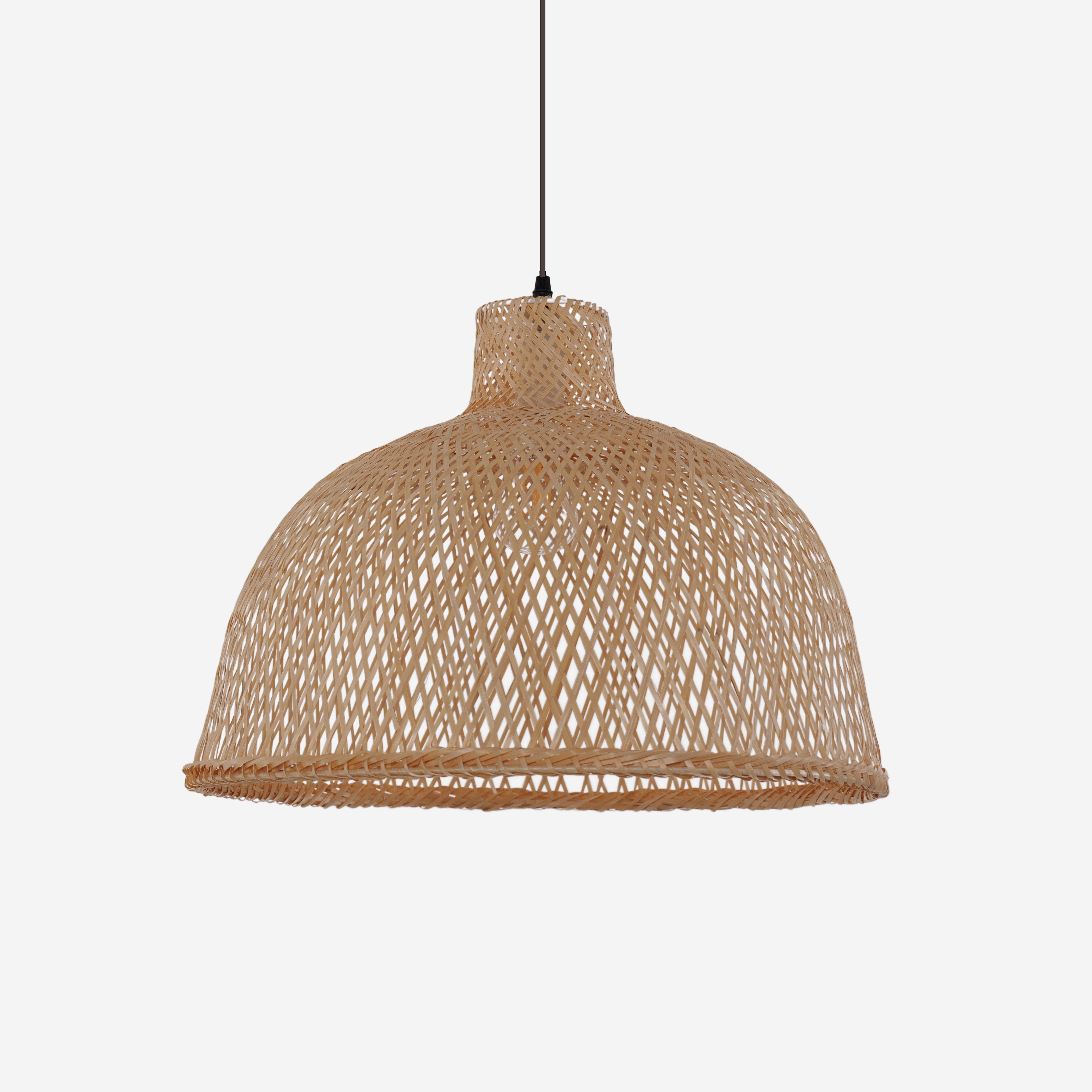 Natural Bamboo Woven Dome Pendant Light for Cozy Spaces