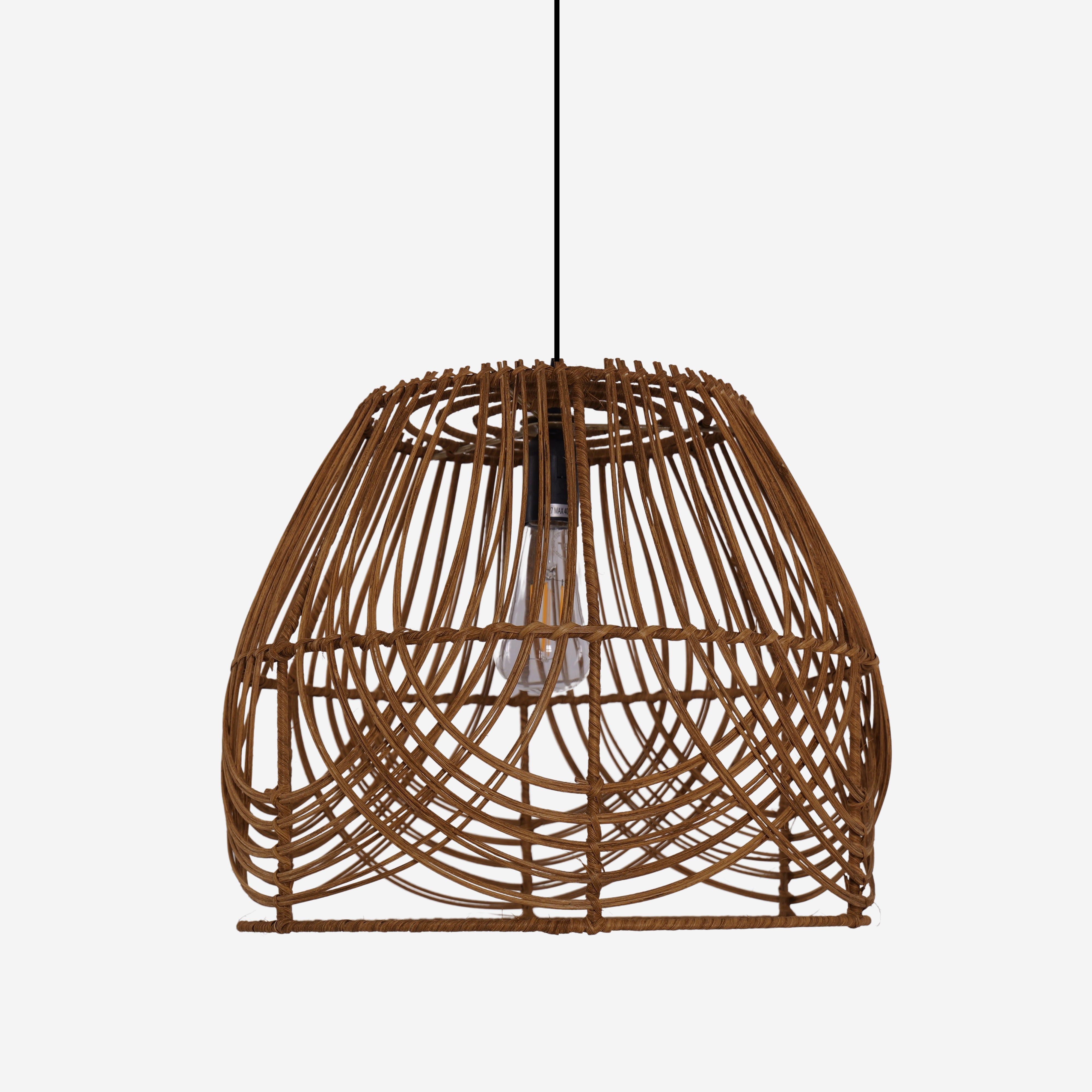 Rustic Woven Rattan Pendant Light for Living Spaces