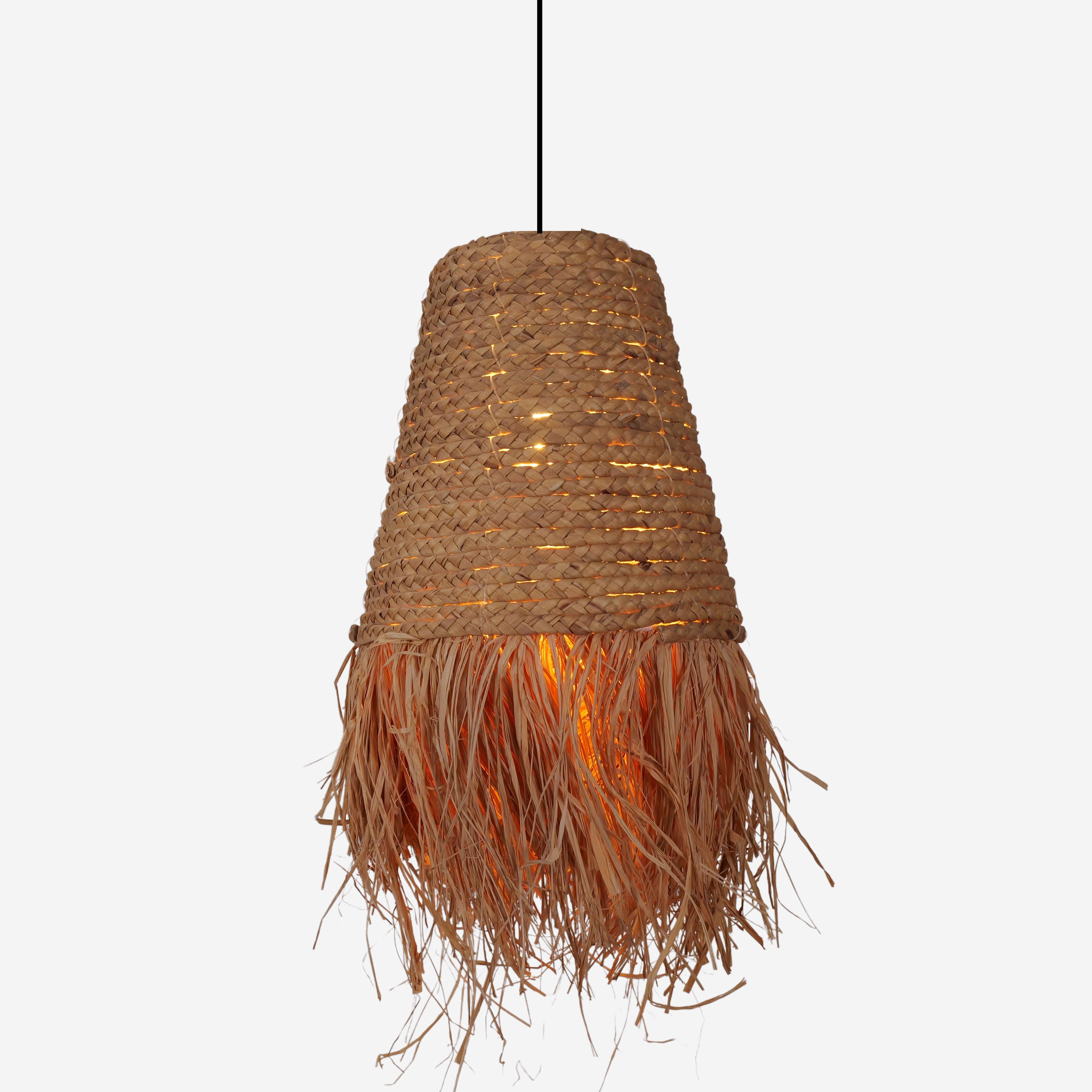 Zen Wabi-Sabi Woven Pendant Light with Natural Grass Texture