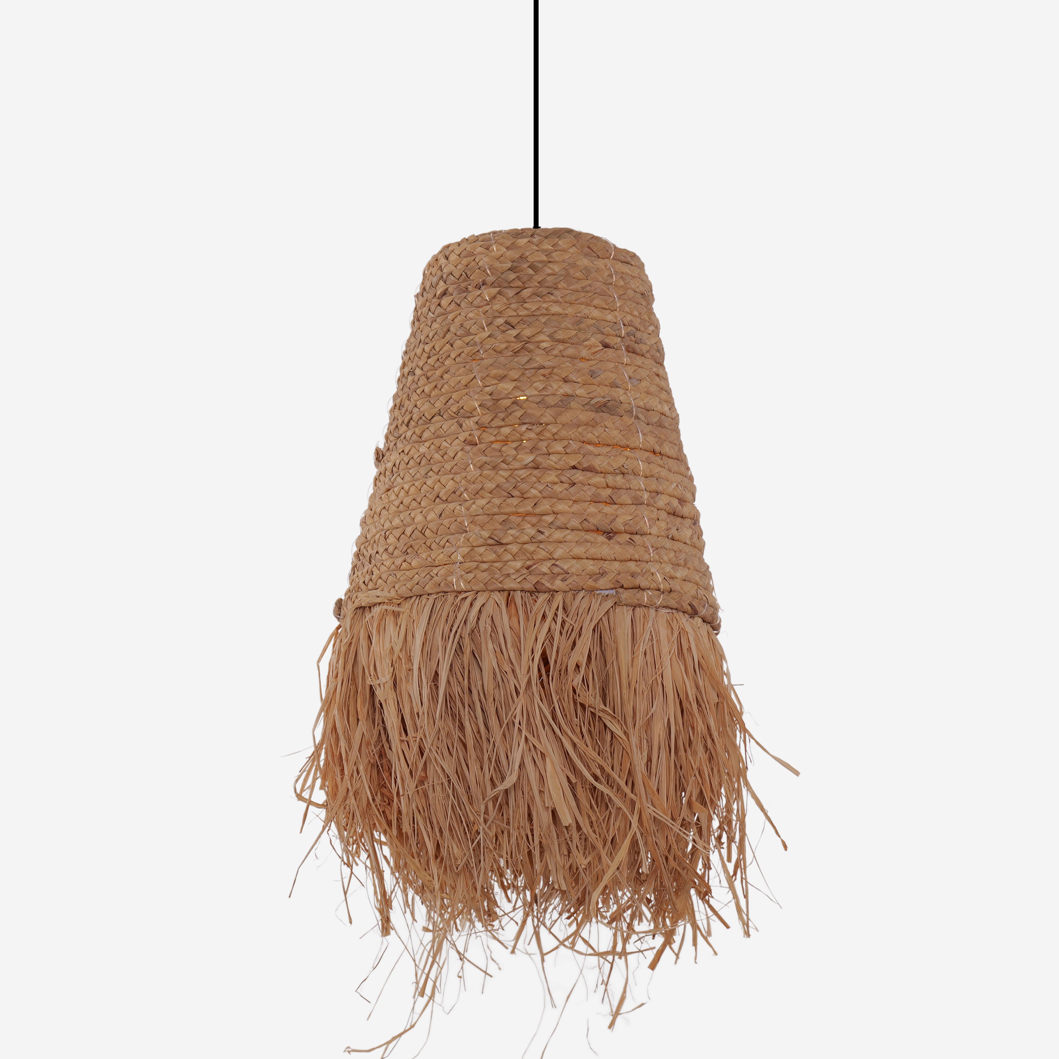 Zen Wabi-Sabi Woven Pendant Light with Natural Grass Texture