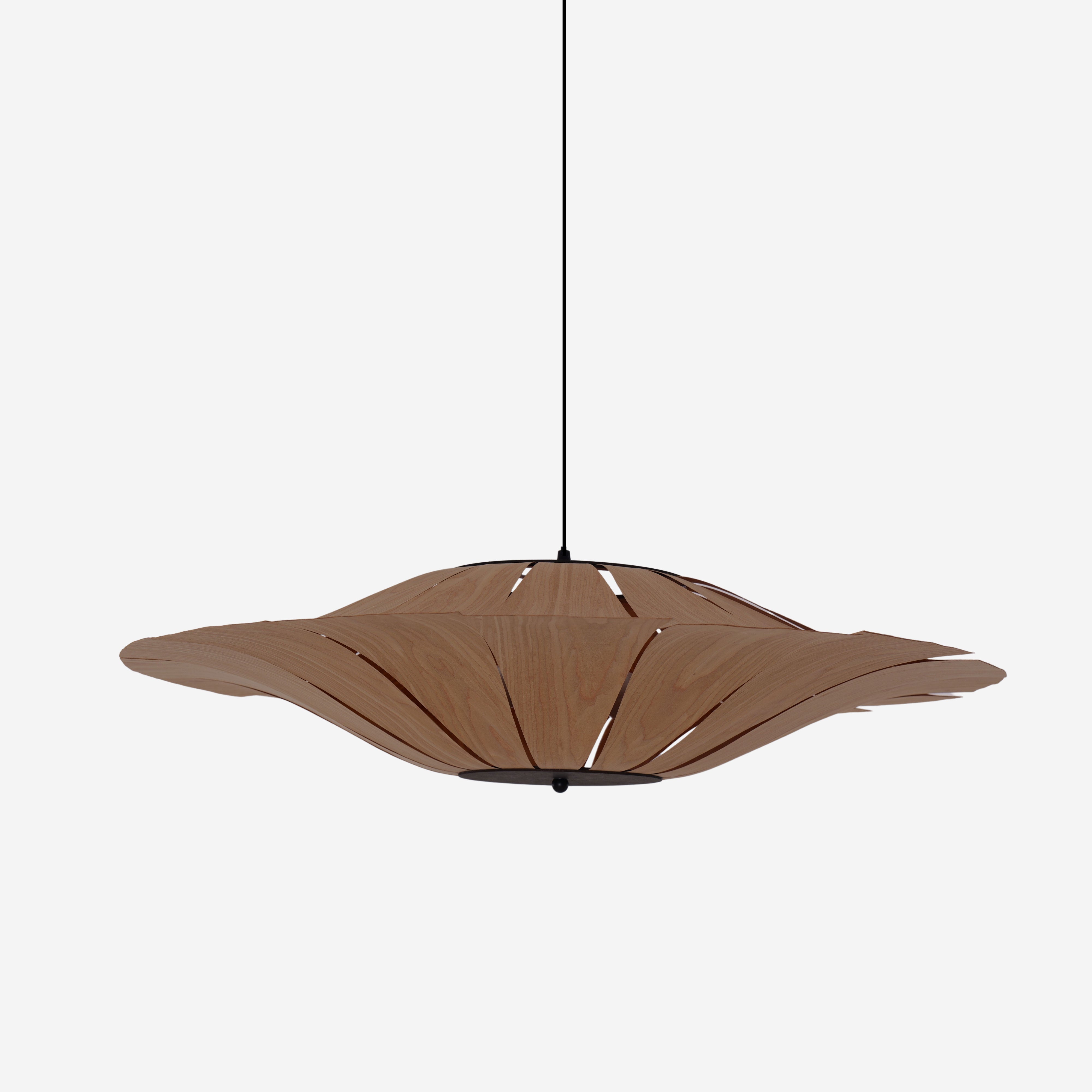 Serene Wood Veneer LED Pendant Light with Tranquil Disc Design