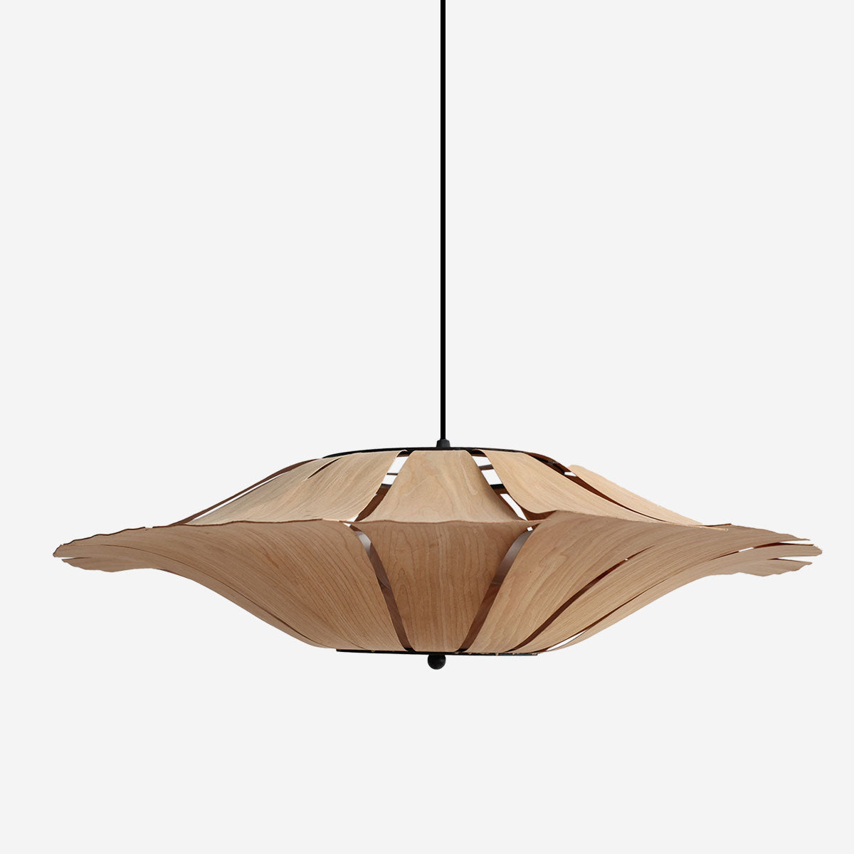 Serene Wood Veneer LED Pendant Light with Tranquil Disc Design