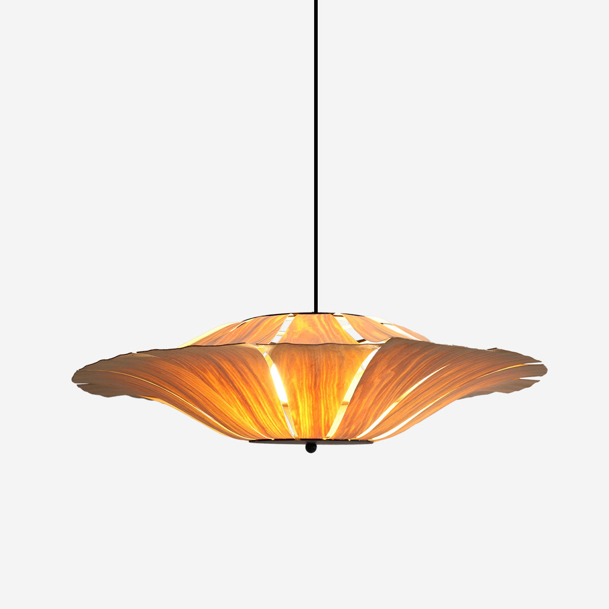 Serene Wood Veneer LED Pendant Light with Tranquil Disc Design