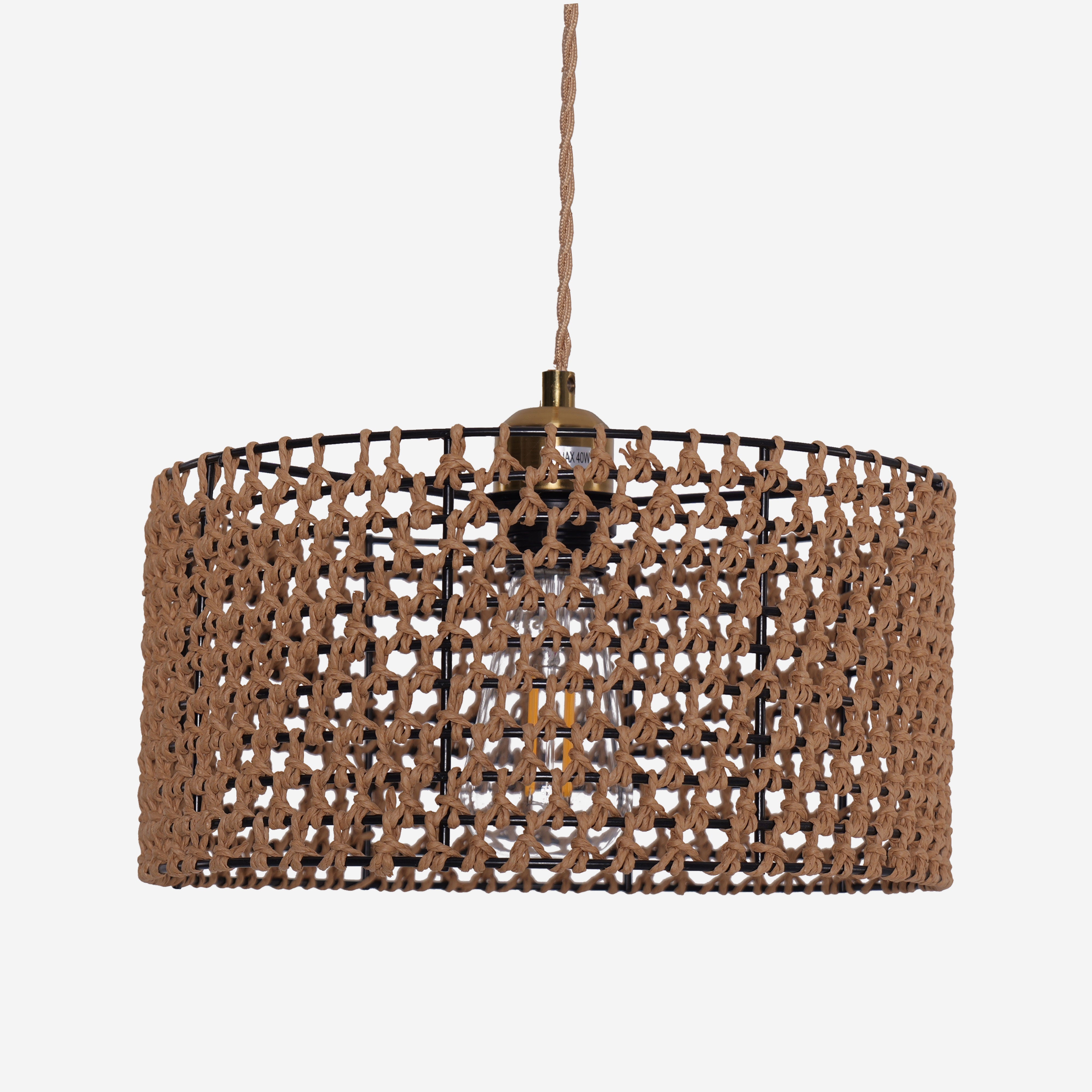 Boho Paper Rope Iron Pendant Light  for Cozy Interiors