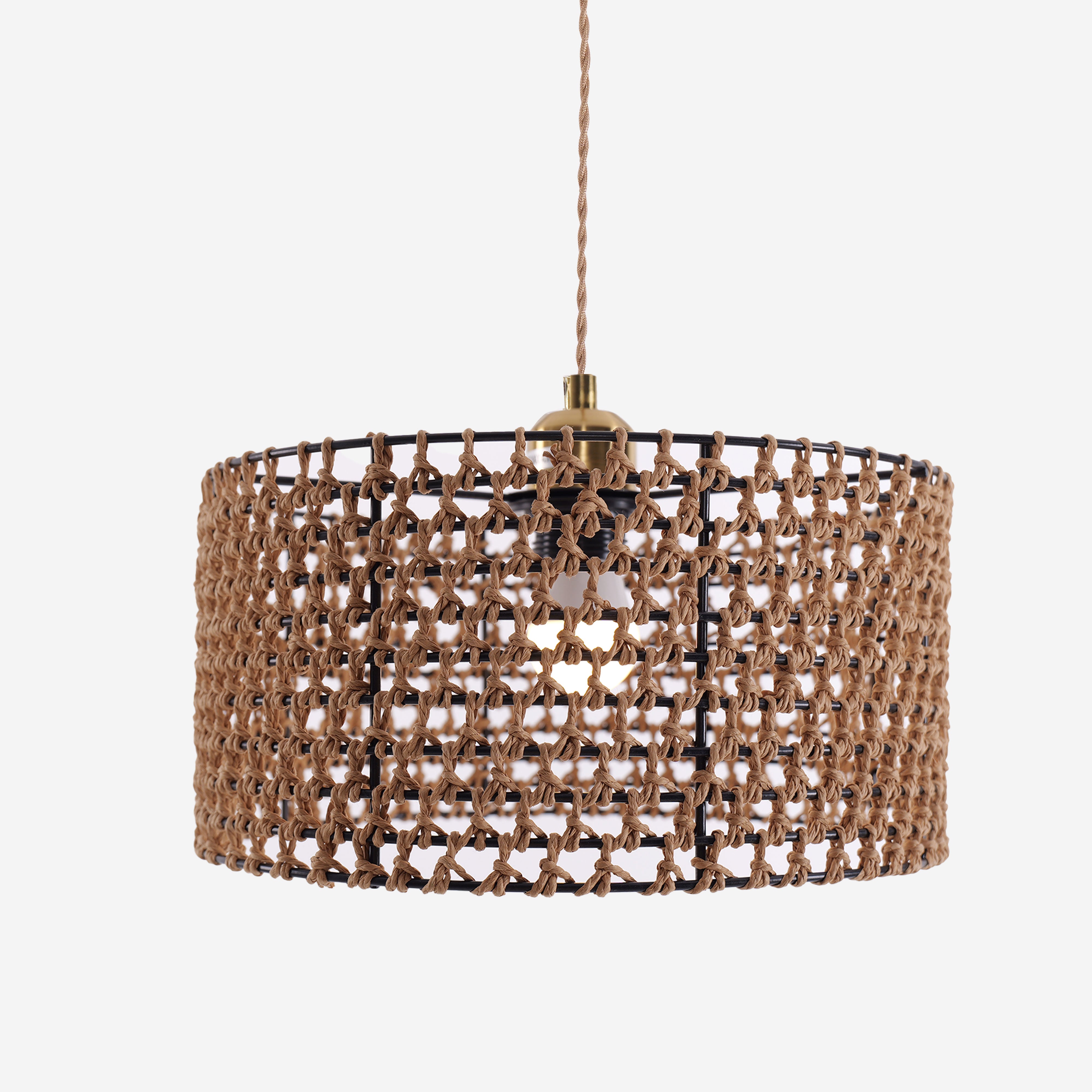 Boho Paper Rope Iron Pendant Light  for Cozy Interiors